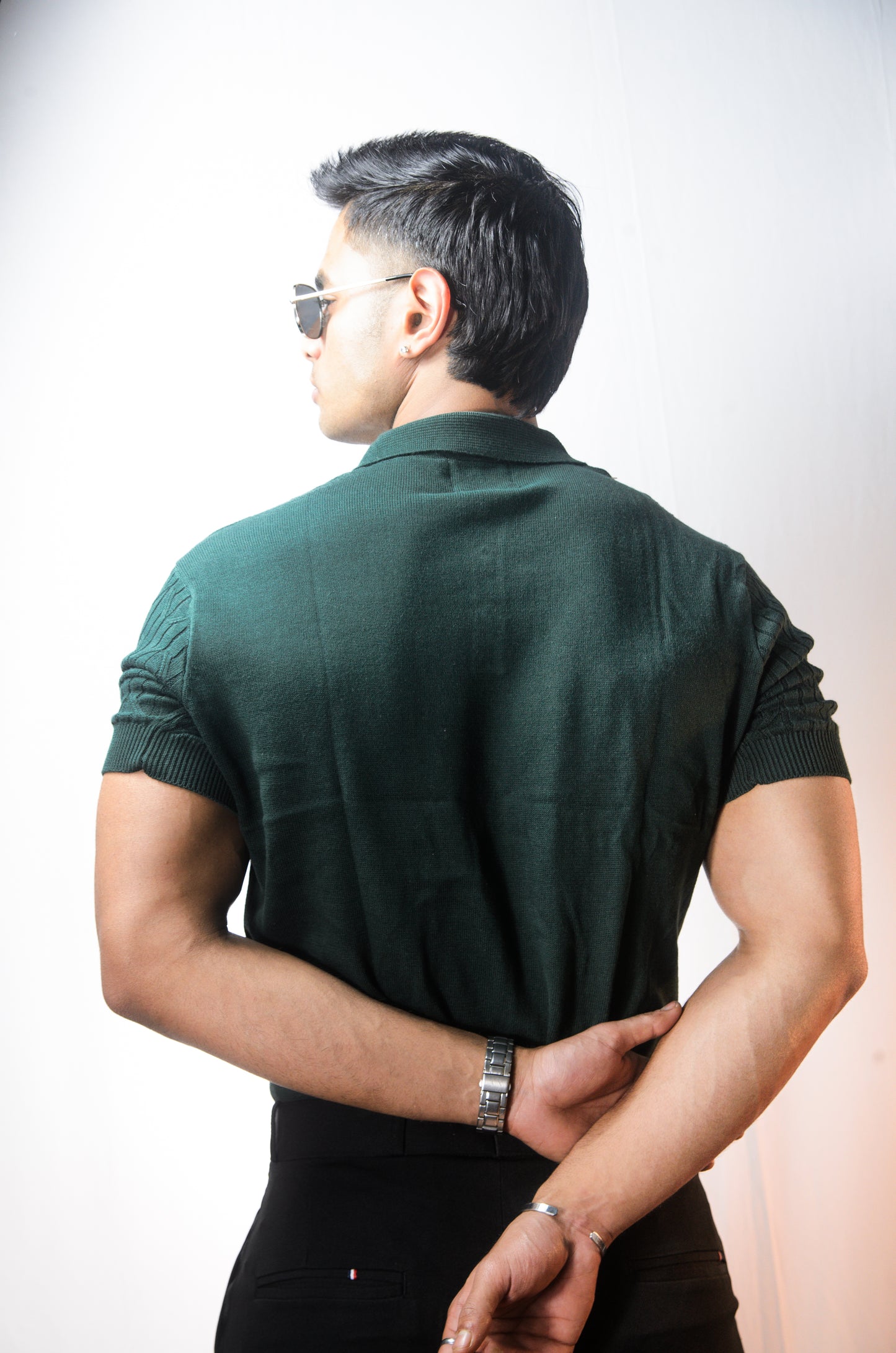 Sterling knit Polo T-Shirt - BOTTLEGREEN