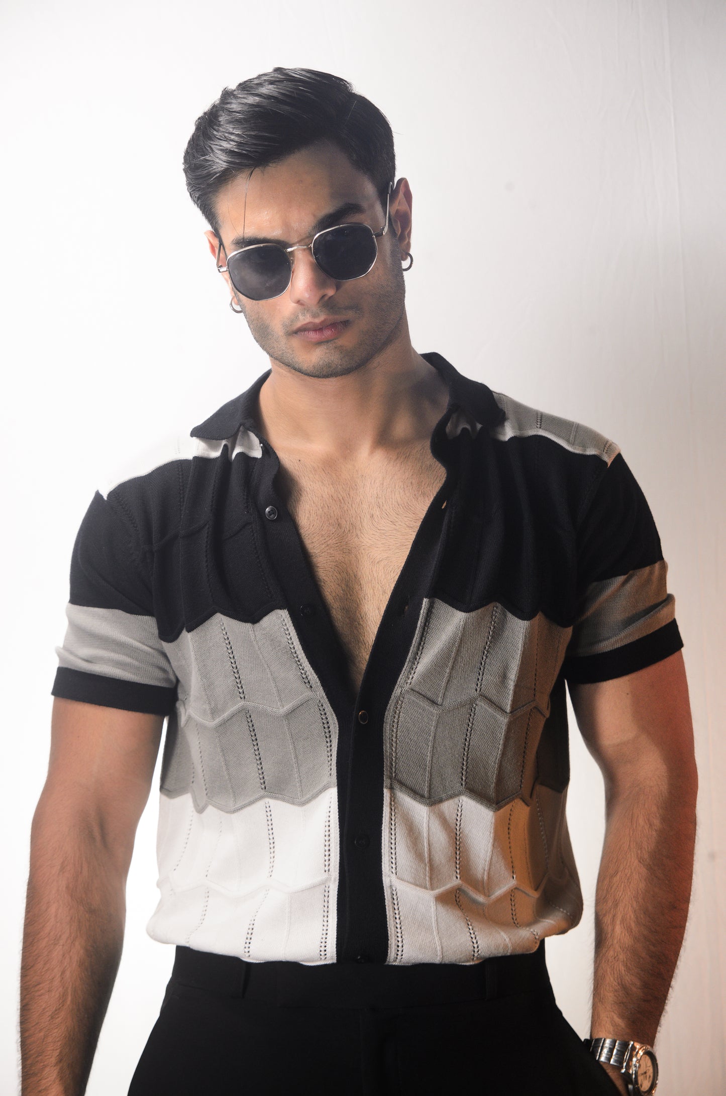 The Chill Stitch Knitted Shirt - BLACK