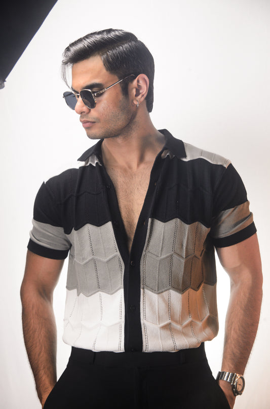 The Chill Stitch Knitted Shirt - BLACK