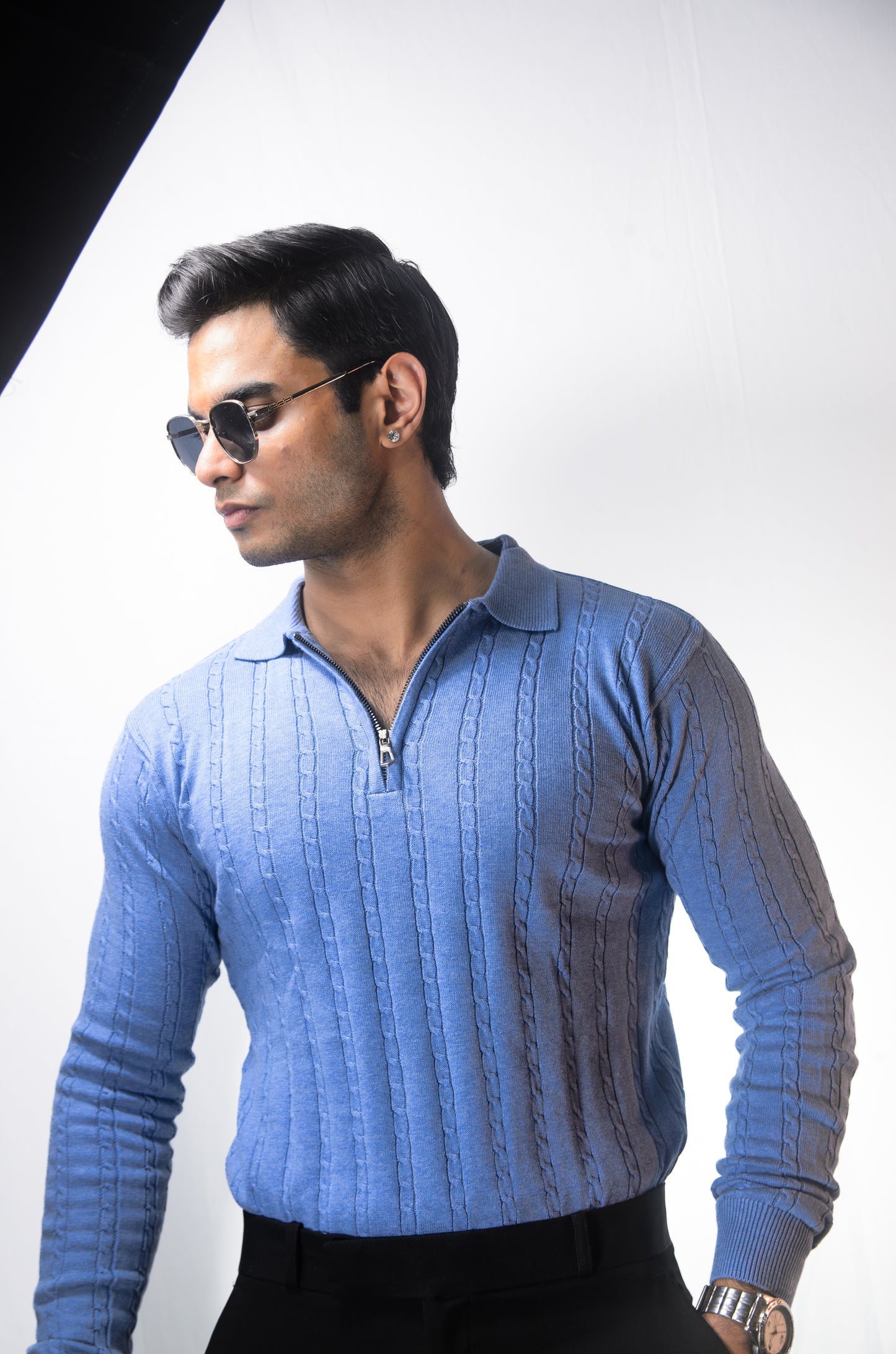 Swiss Elegance Full Sleeve T-shirt-SKYBLUE