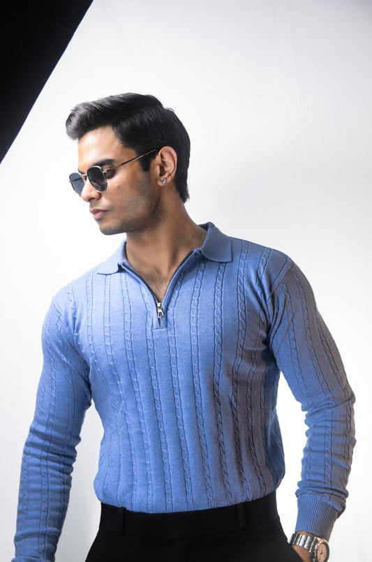 Swiss Elegance Full Sleeve T-shirt-SKYBLUE