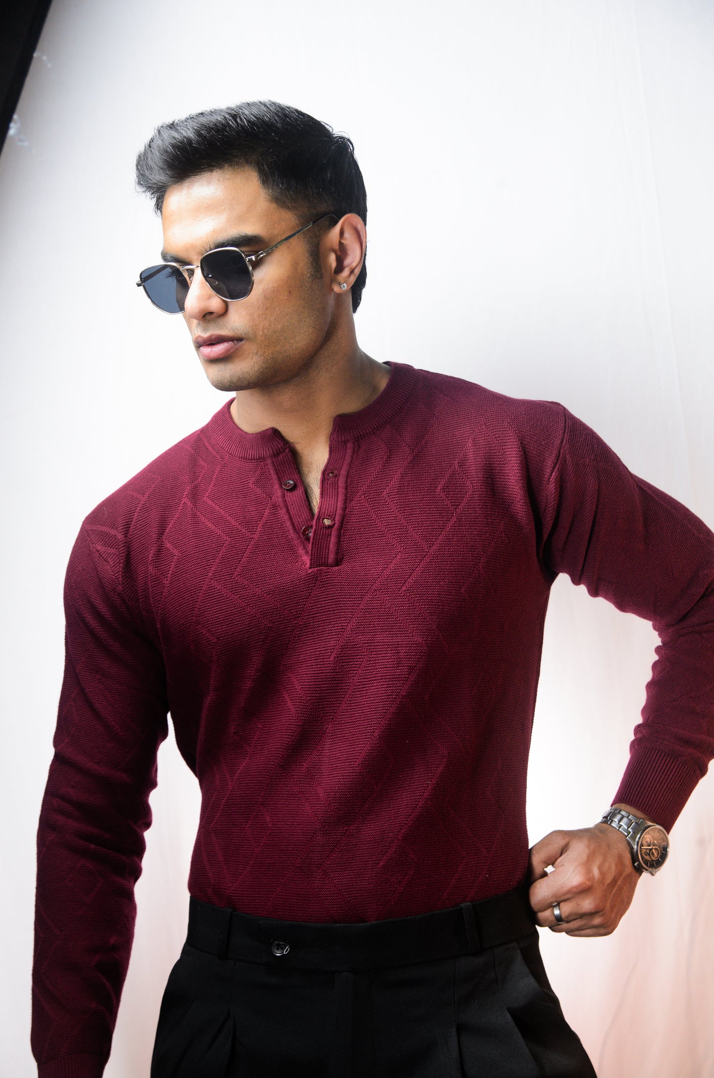 The Arizona Full Sleeve Polo T-Shirt - WINE