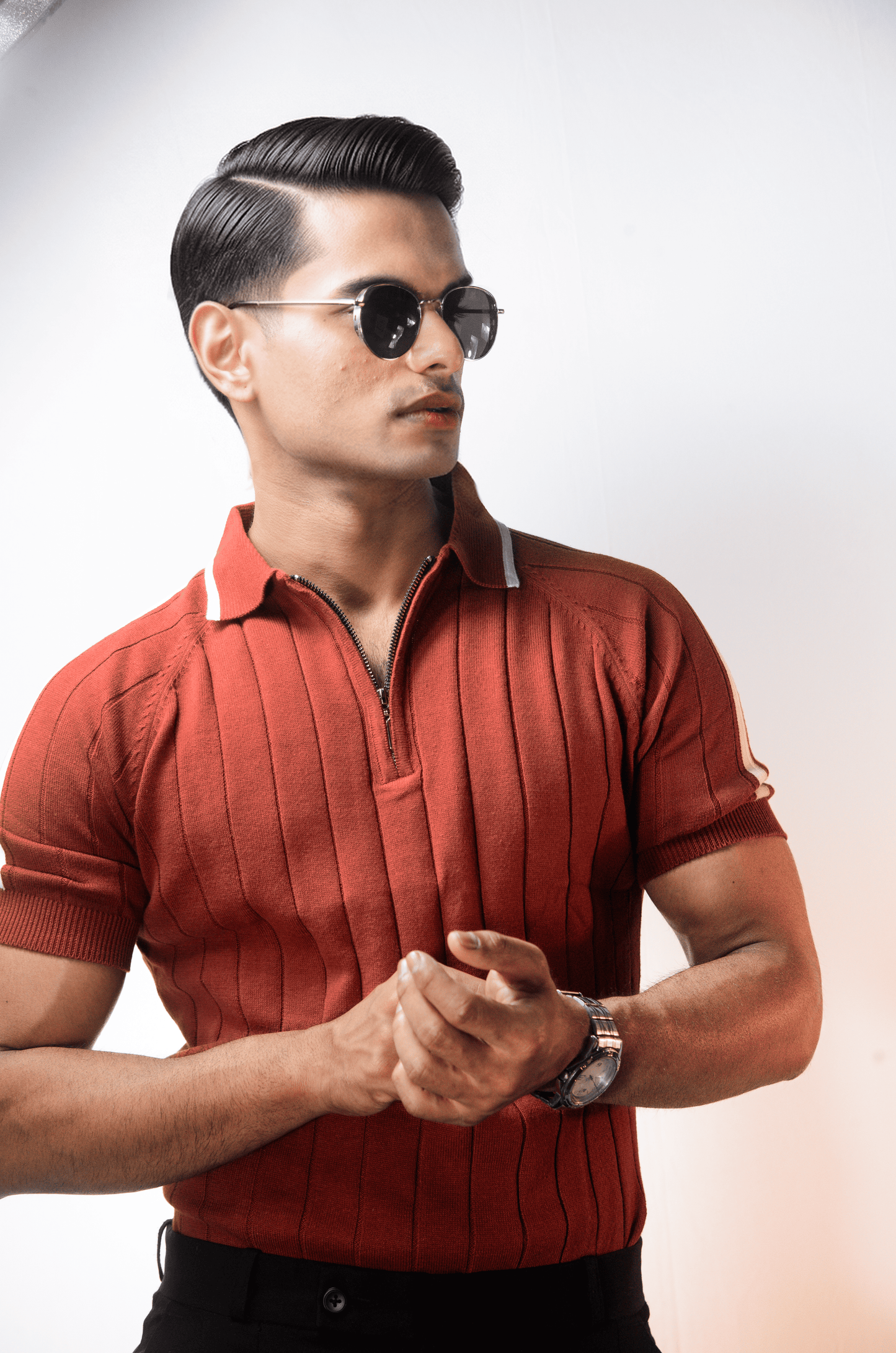 Clubline Textured Polo - WOOD RED