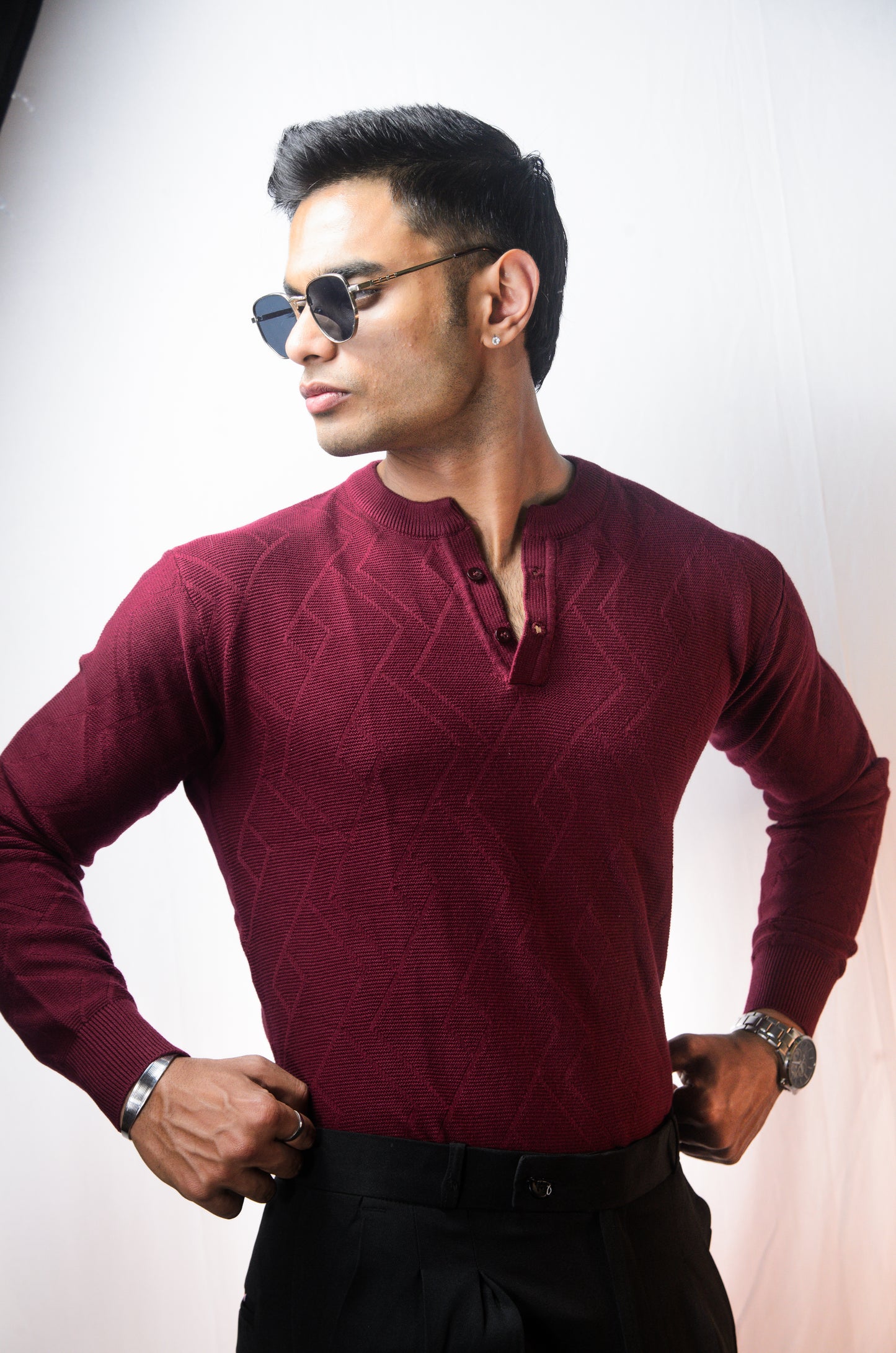 The Arizona Full Sleeve Polo T-Shirt - WINE