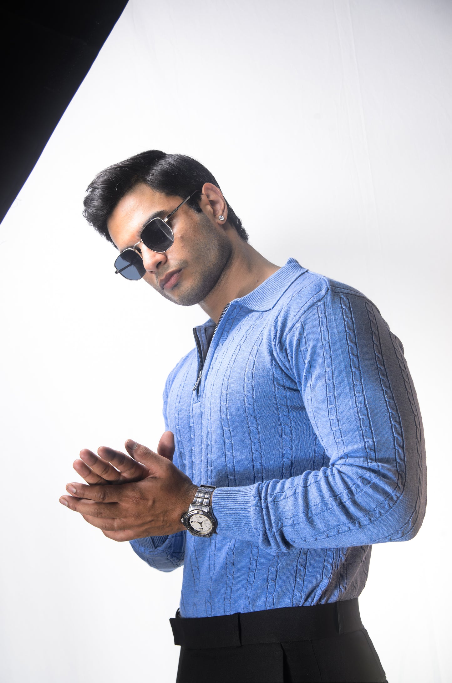 Swiss Elegance Full Sleeve T-shirt-SKYBLUE