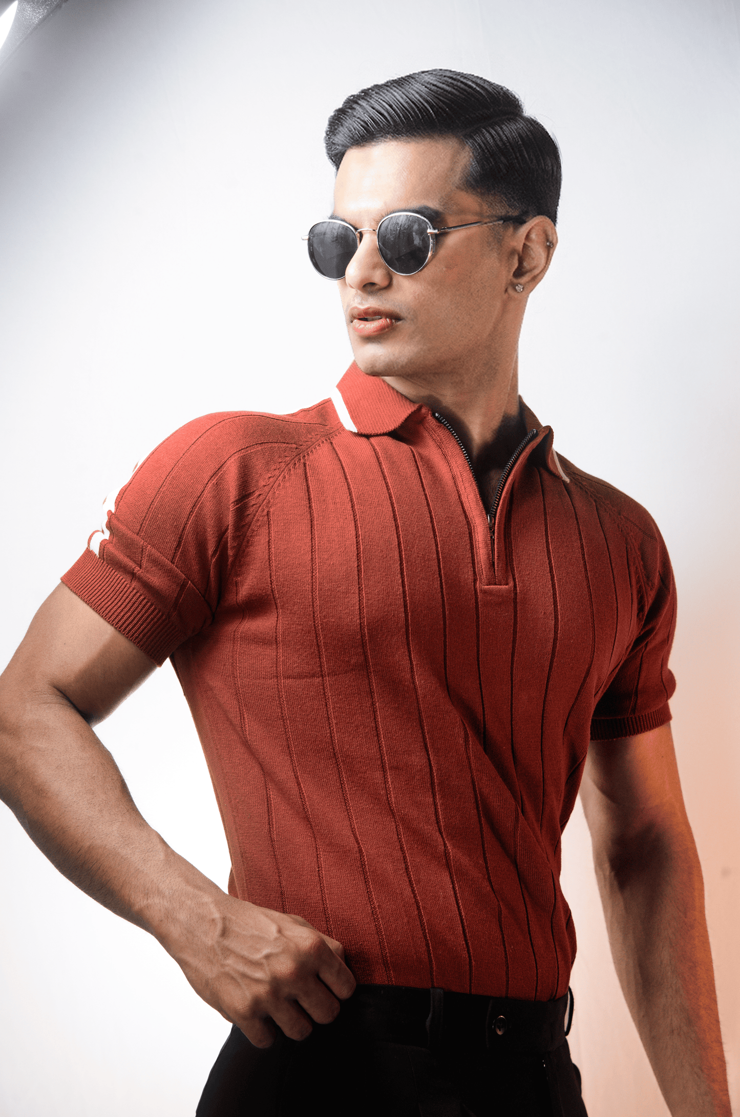 Clubline Textured Polo - WOOD RED