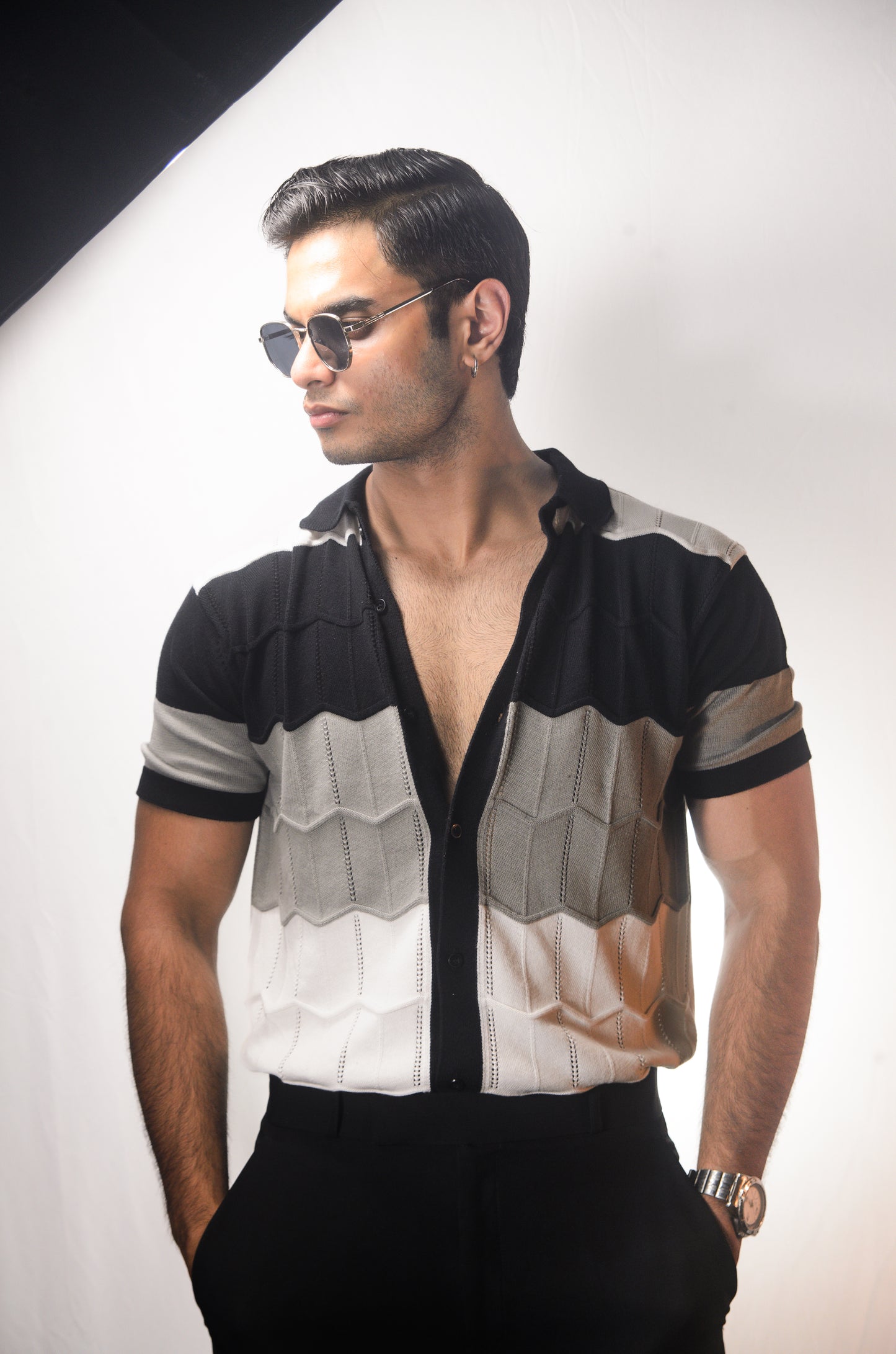 The Chill Stitch Knitted Shirt - BLACK