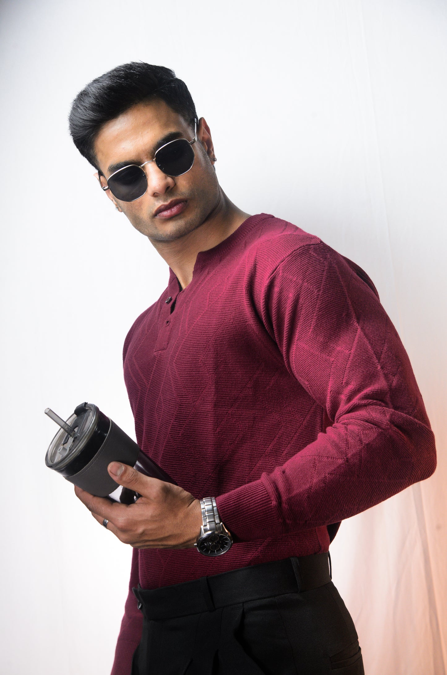 The Arizona Full Sleeve Polo T-Shirt - WINE