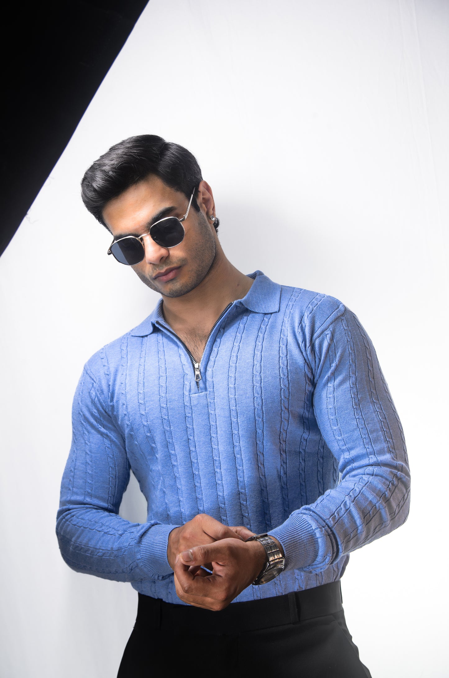 Swiss Elegance Full Sleeve T-shirt-SKYBLUE