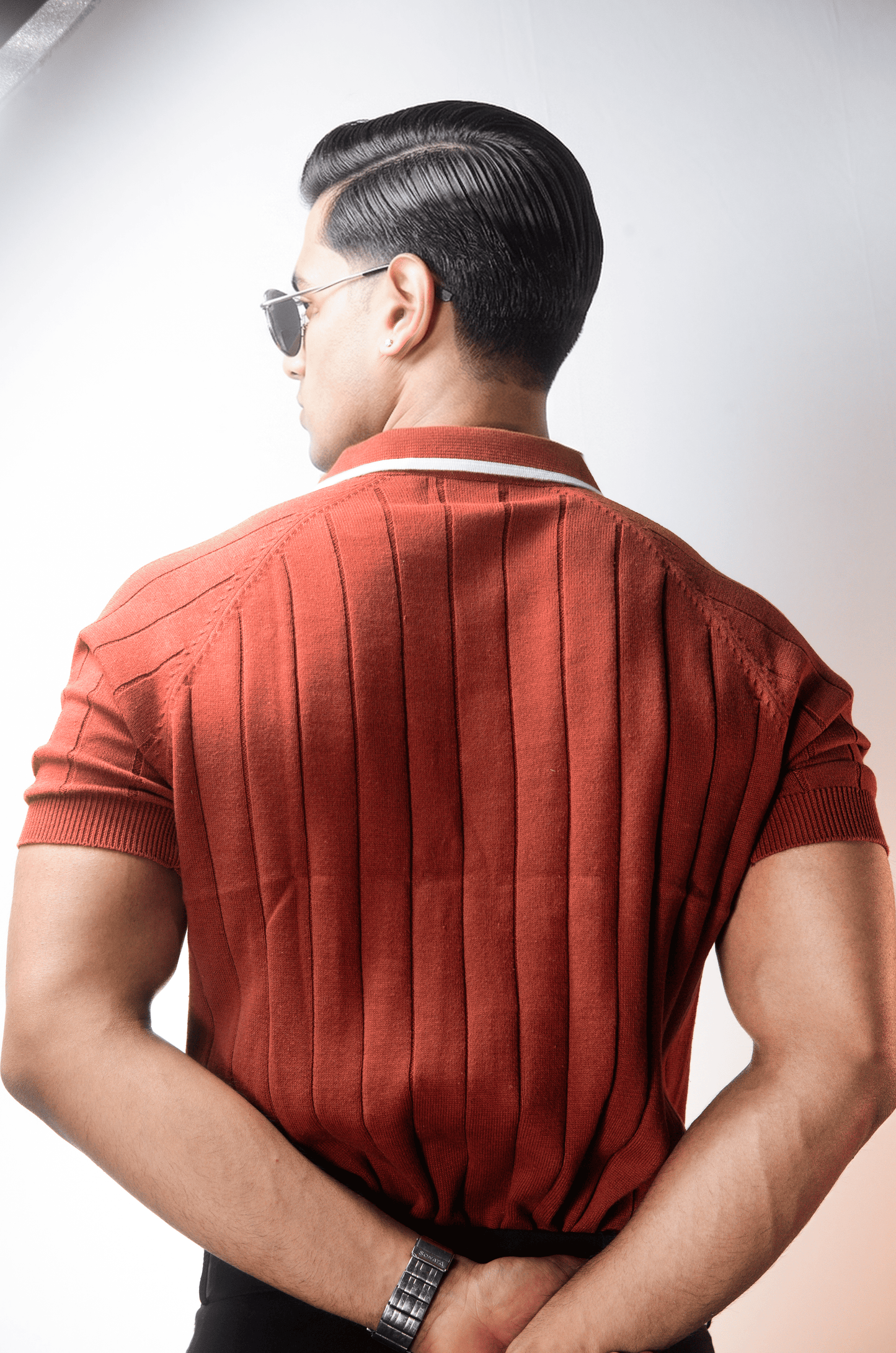 Clubline Textured Polo - WOOD RED