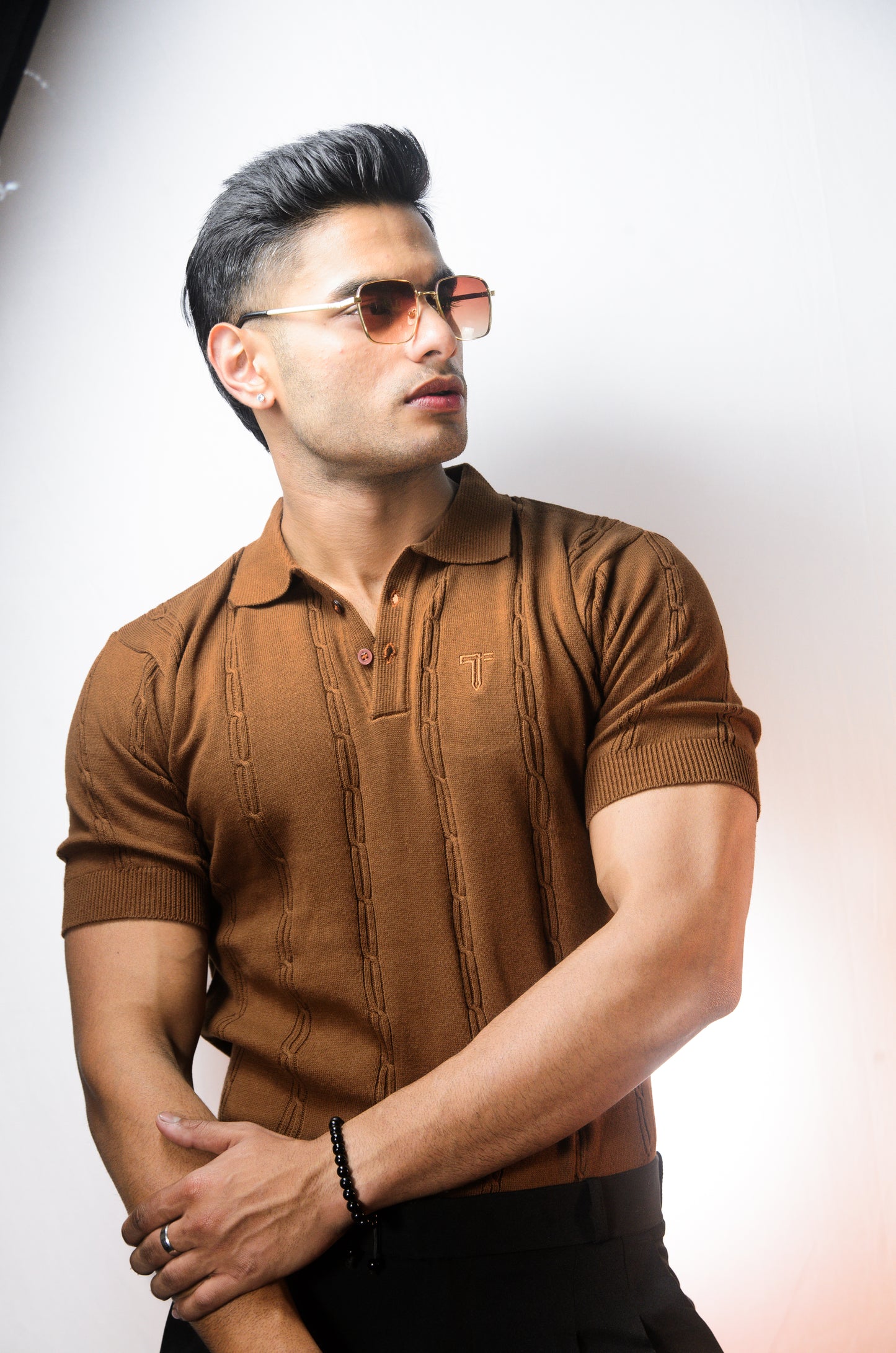 The Noiré Half Sleeve Polo - BROWN