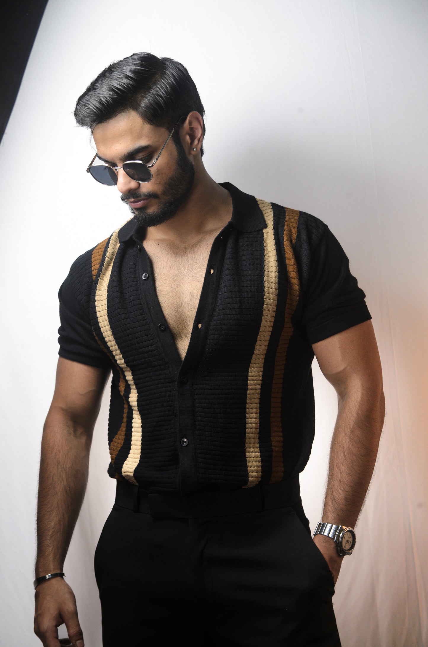 Monaco Mood Knitted Shirt - BLACK