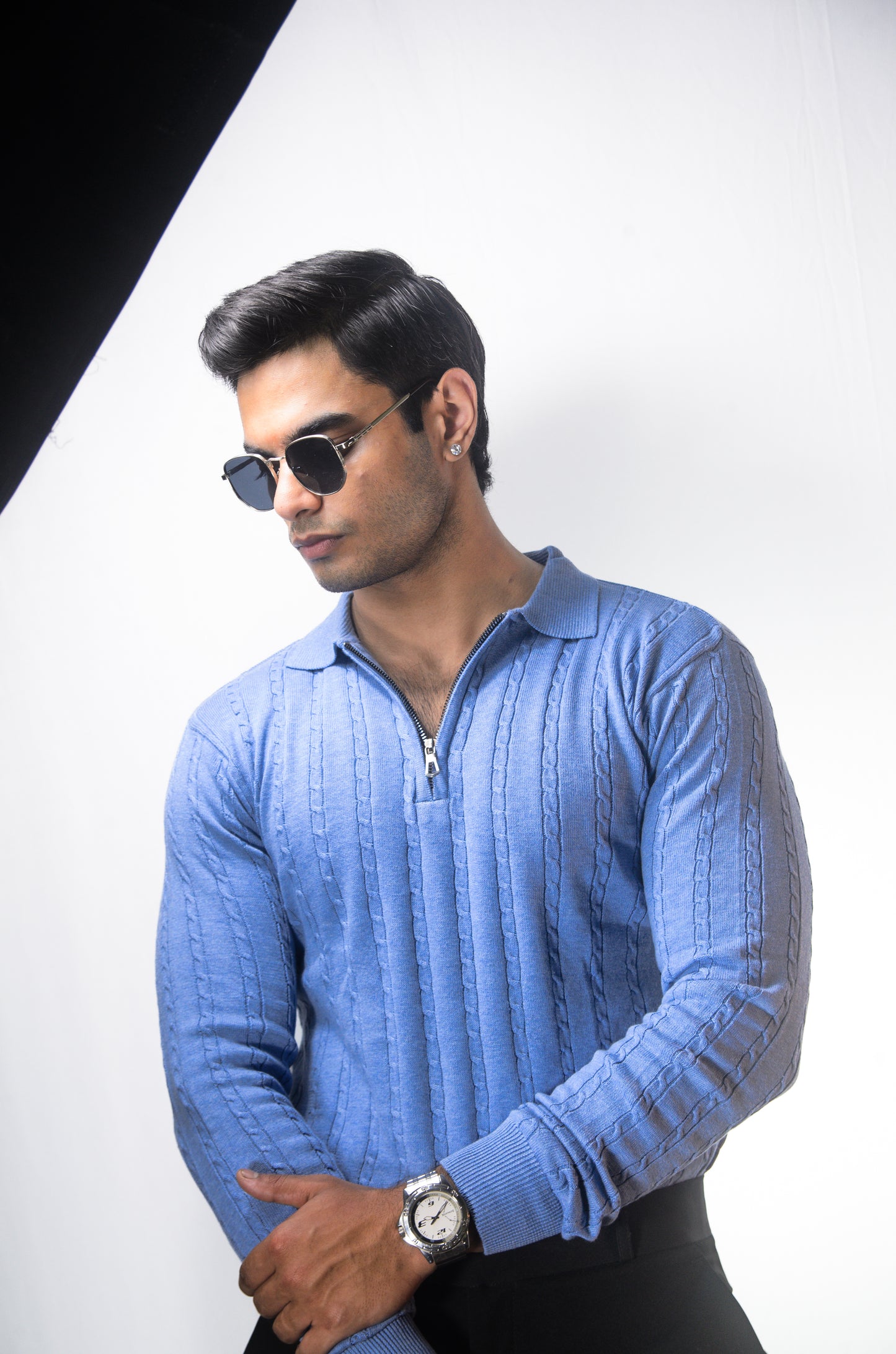 Swiss Elegance Full Sleeve T-shirt-SKYBLUE