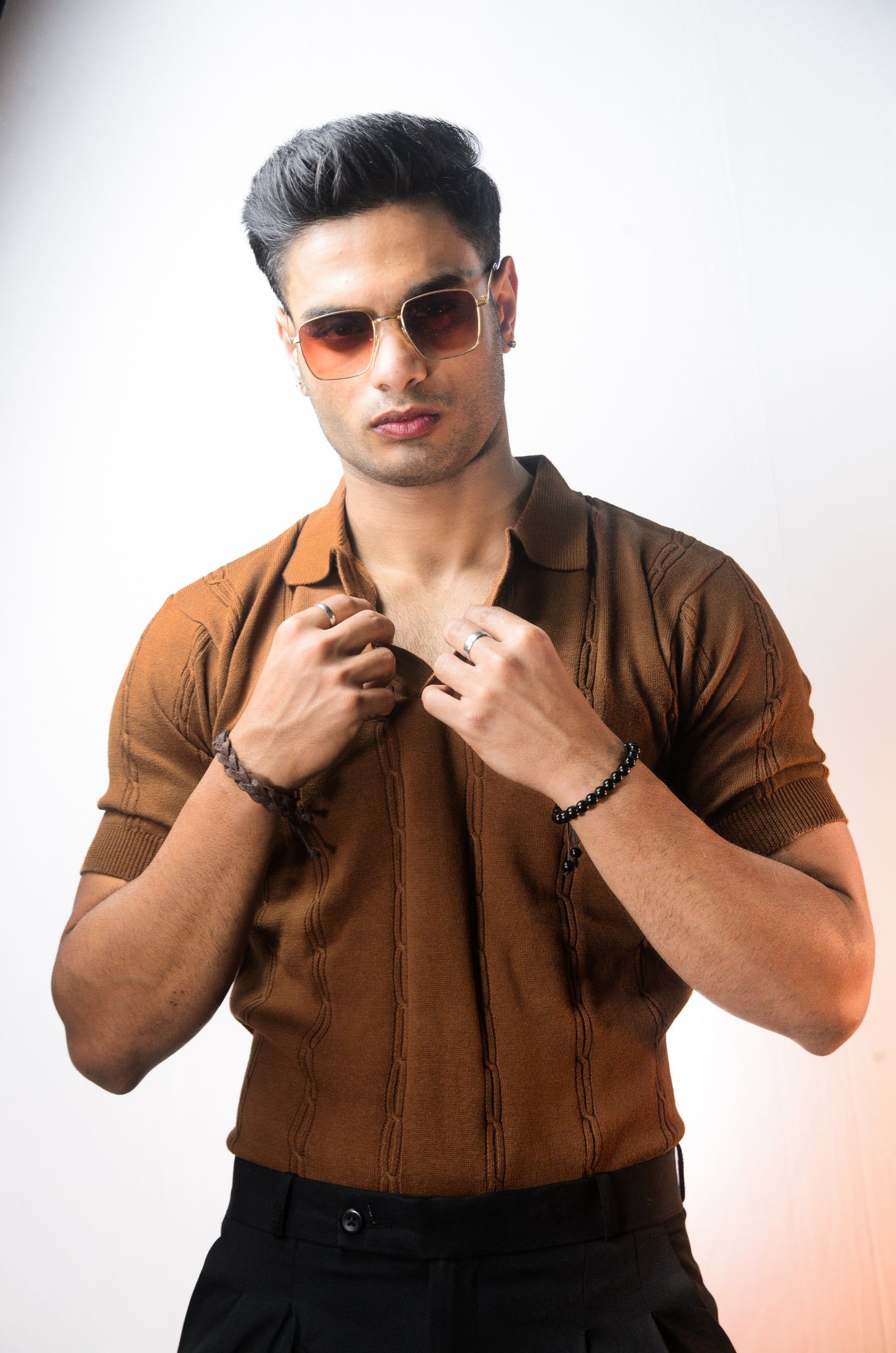 The Noiré Half Sleeve Polo - BROWN