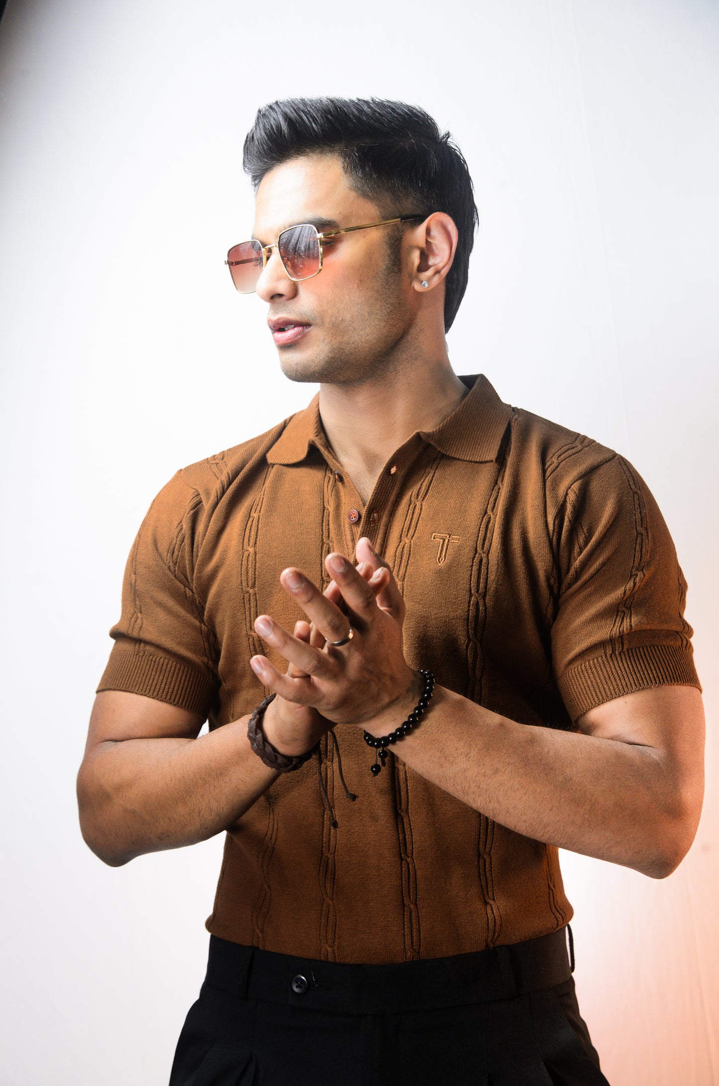 The Noiré Half Sleeve Polo - BROWN