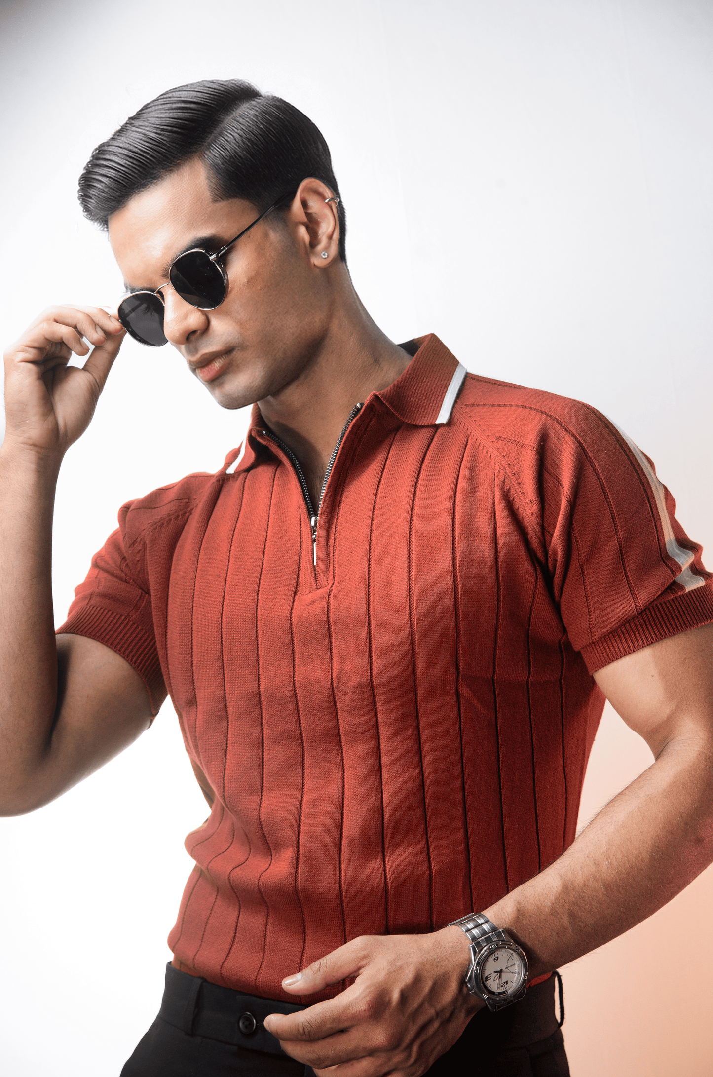 Clubline Textured Polo - WOOD RED