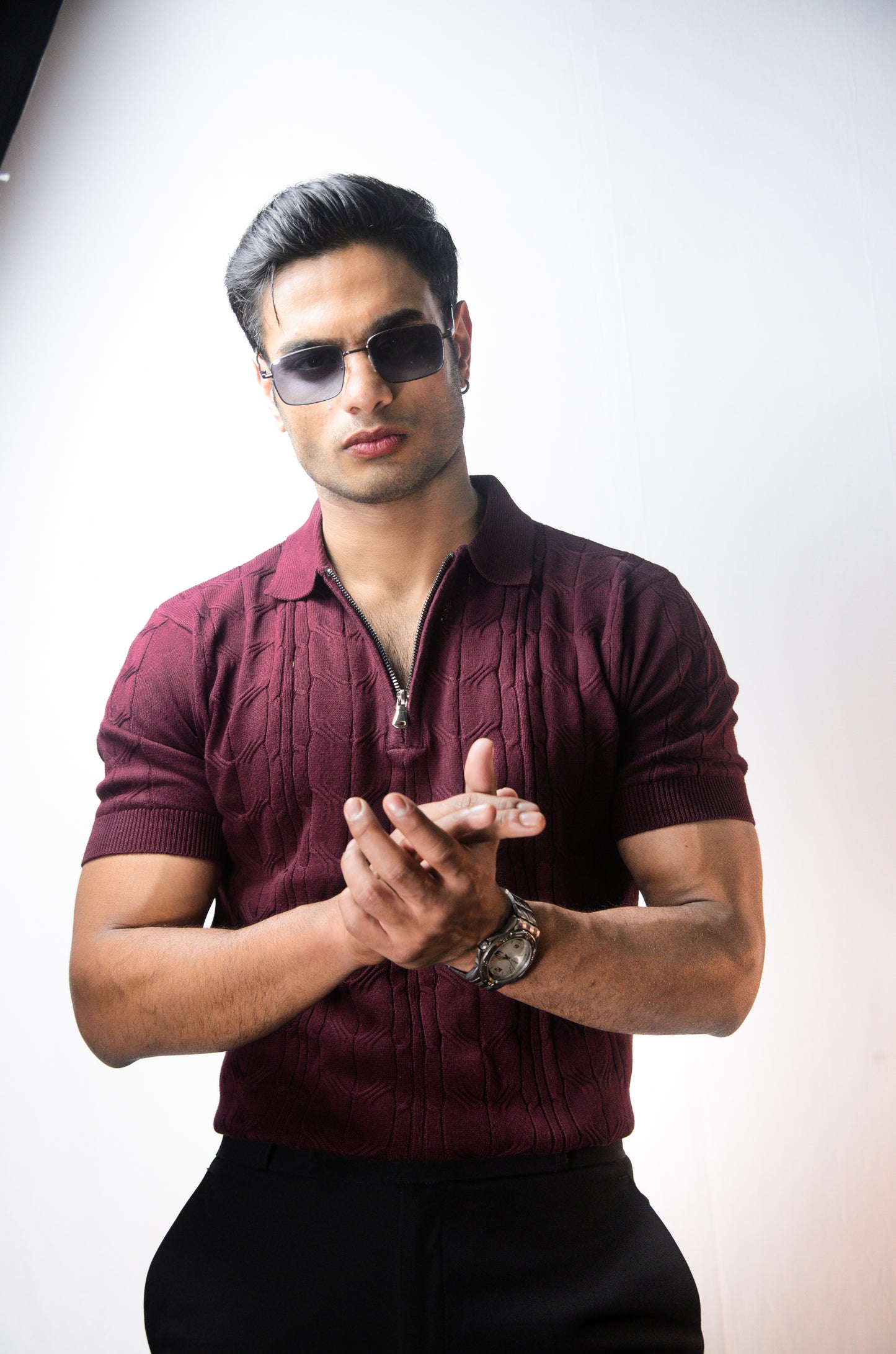 Santorini Knit Polo-WINE