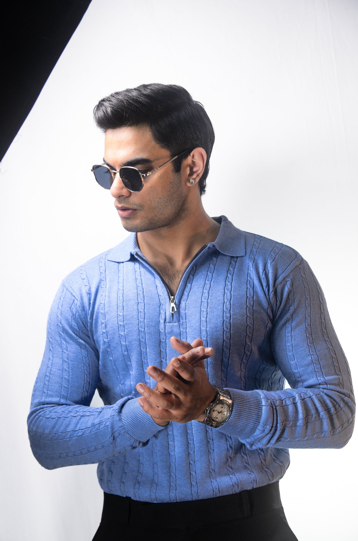 Swiss Elegance Full Sleeve T-shirt-SKYBLUE