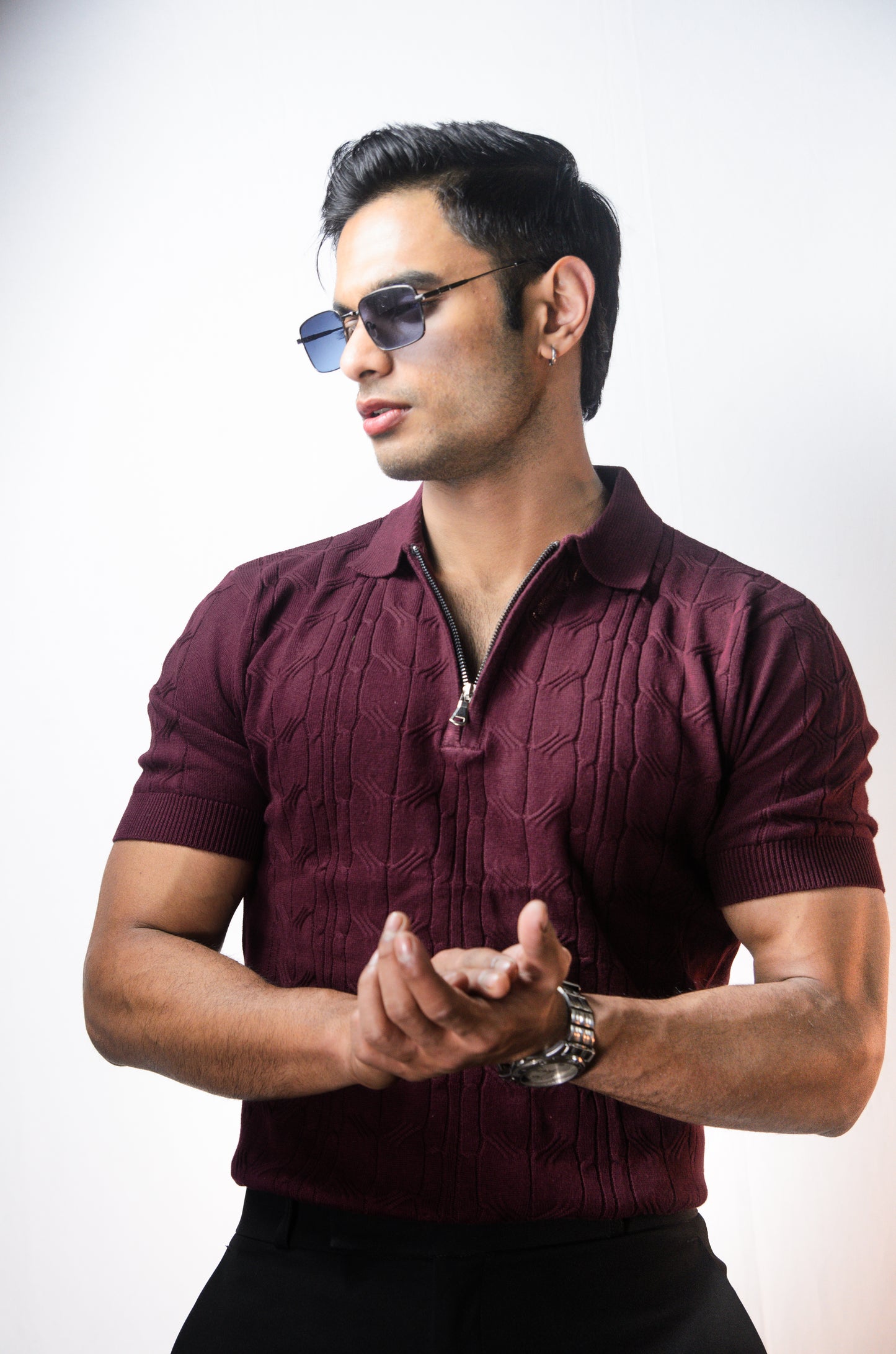 Santorini Knit Polo-WINE