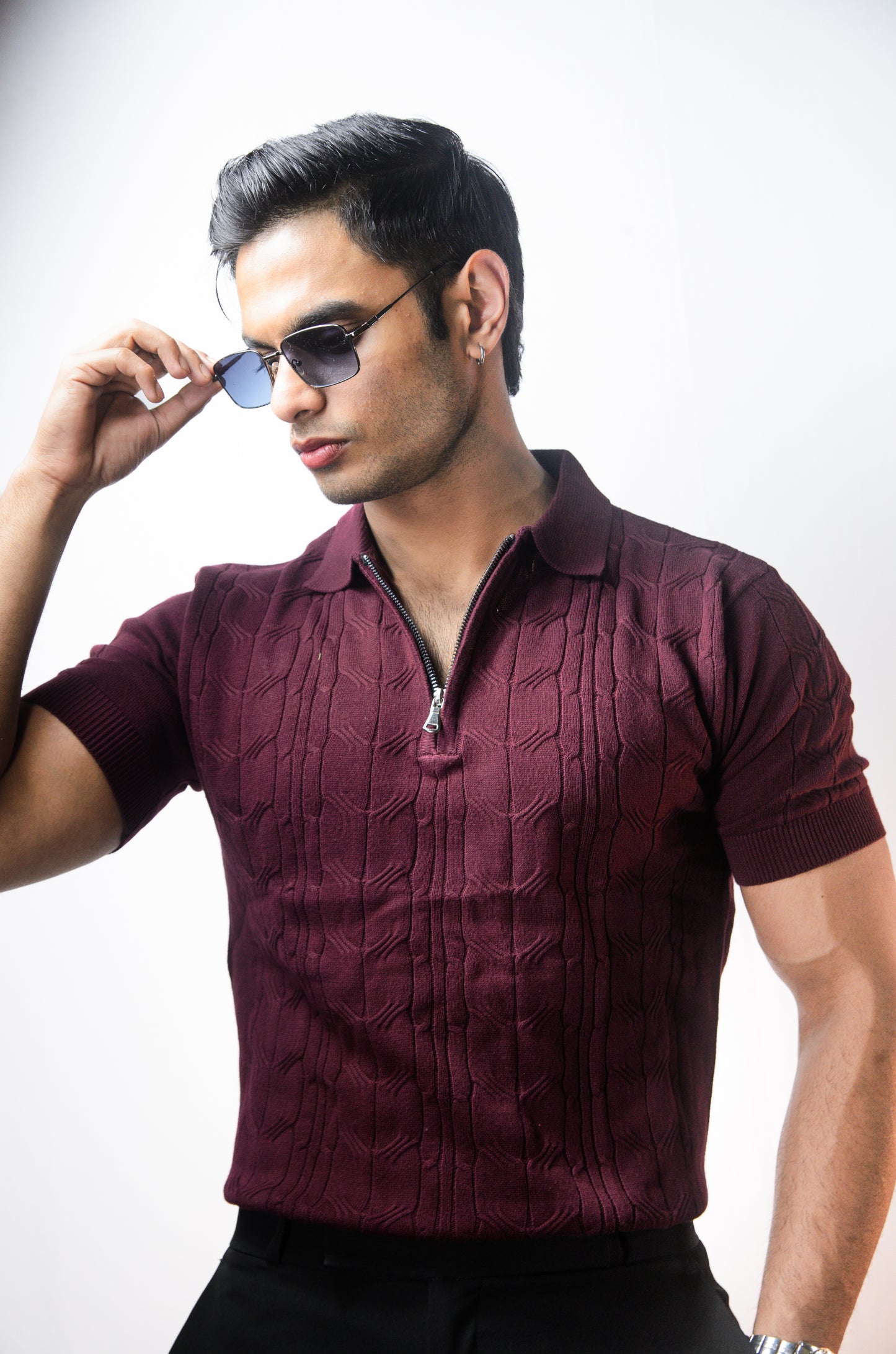 Santorini Knit Polo-WINE