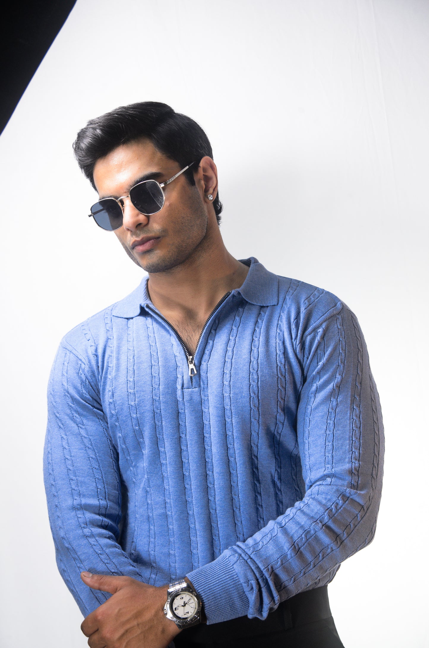 Swiss Elegance Full Sleeve T-shirt-SKYBLUE