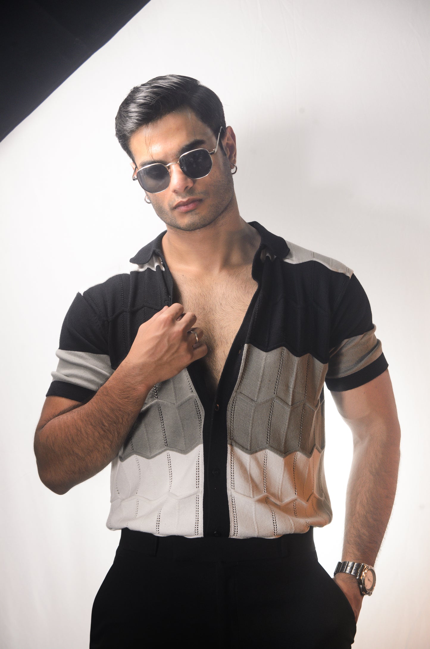 The Chill Stitch Knitted Shirt - BLACK