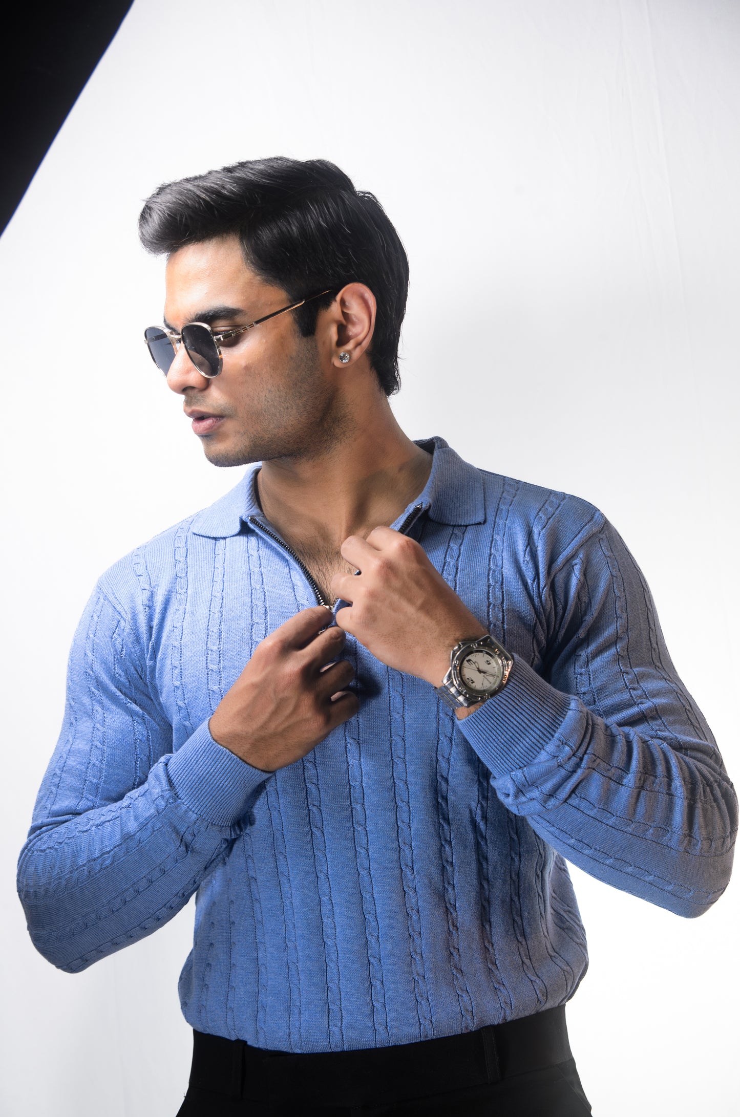 Swiss Elegance Full Sleeve T-shirt-SKYBLUE