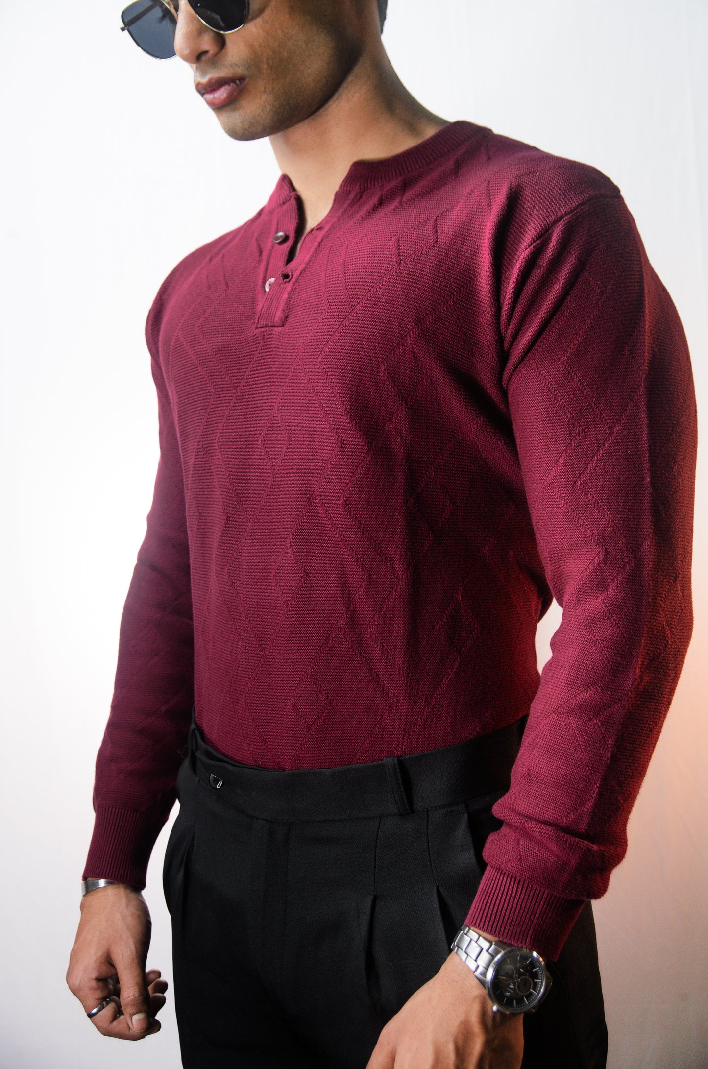 The Arizona Full Sleeve Polo T-Shirt - WINE
