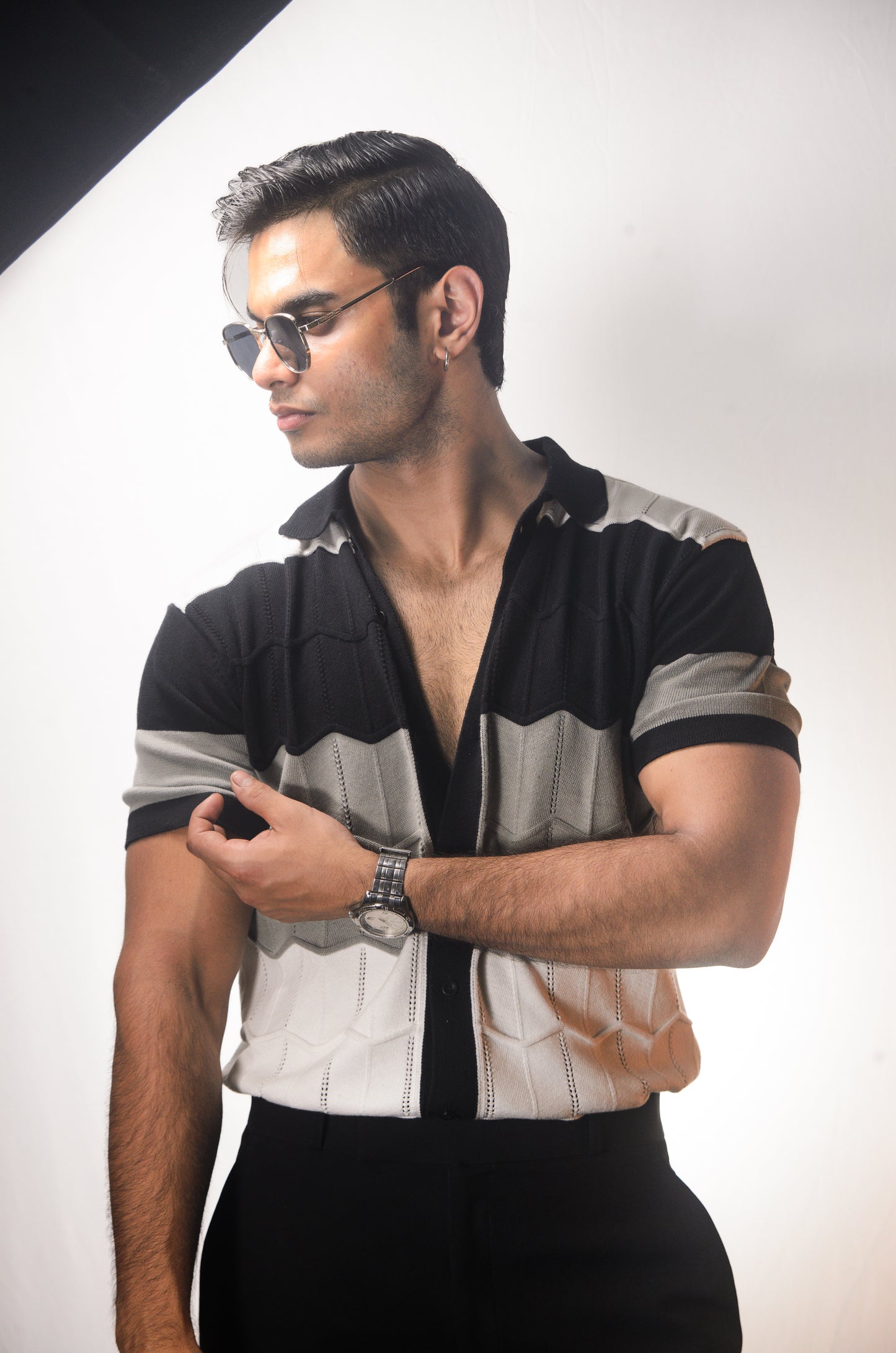 The Chill Stitch Knitted Shirt - BLACK