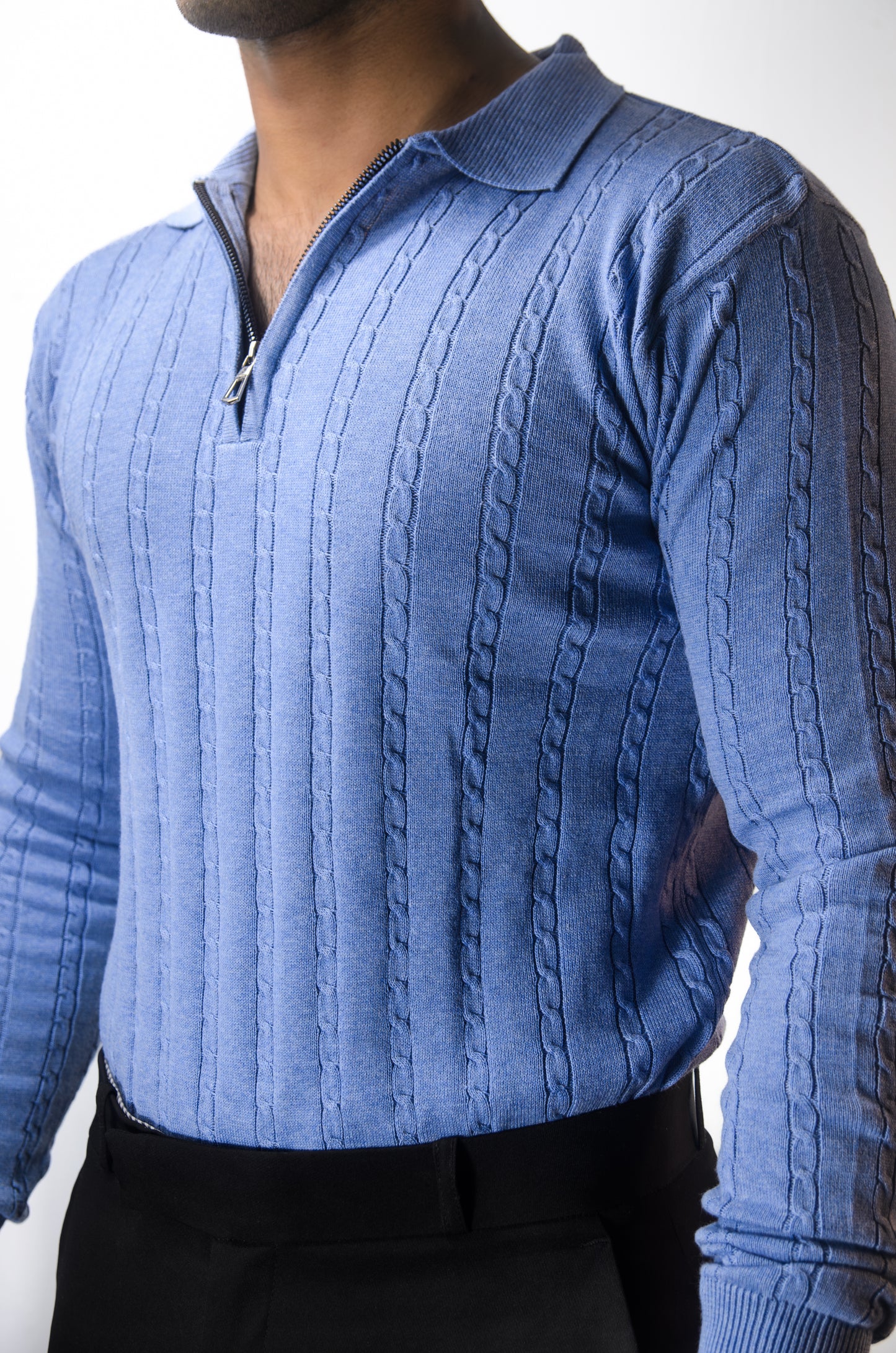 Swiss Elegance Full Sleeve T-shirt-SKYBLUE