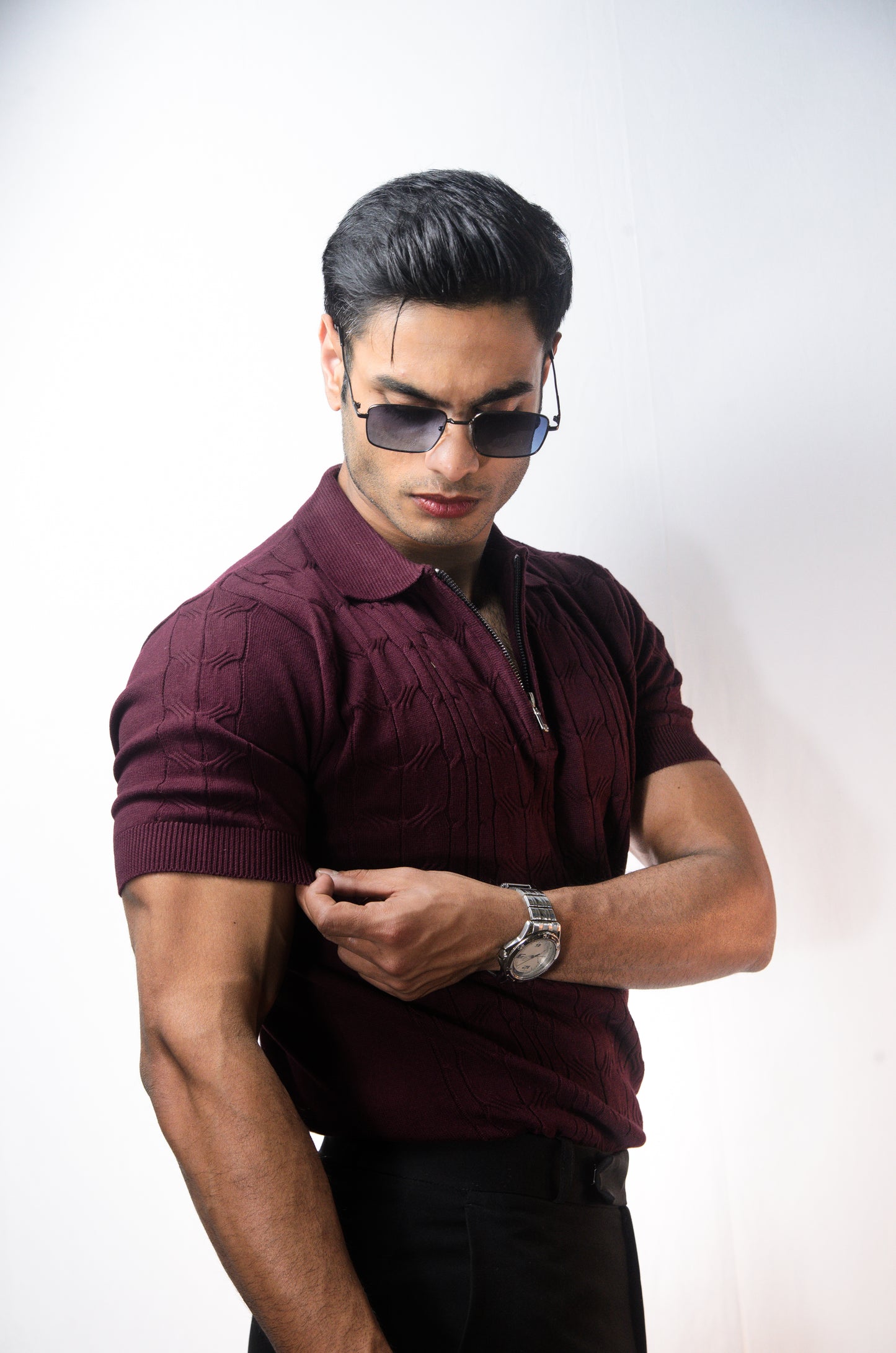 Santorini Knit Polo-WINE