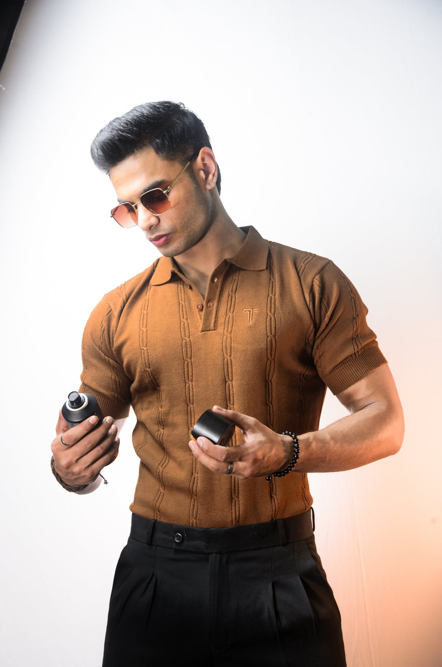 The Noiré Half Sleeve Polo - BROWN