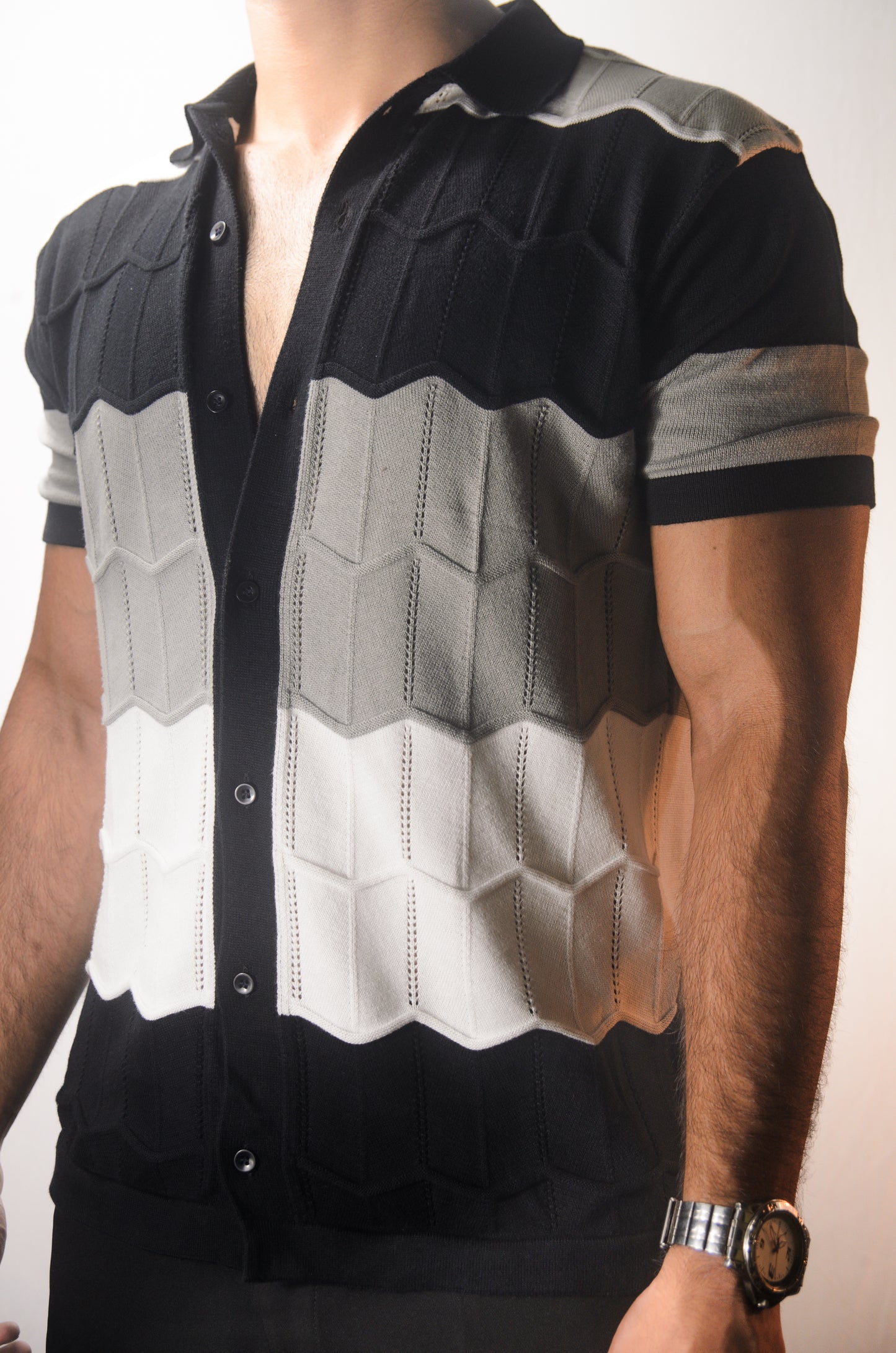 The Chill Stitch Knitted Shirt - BLACK