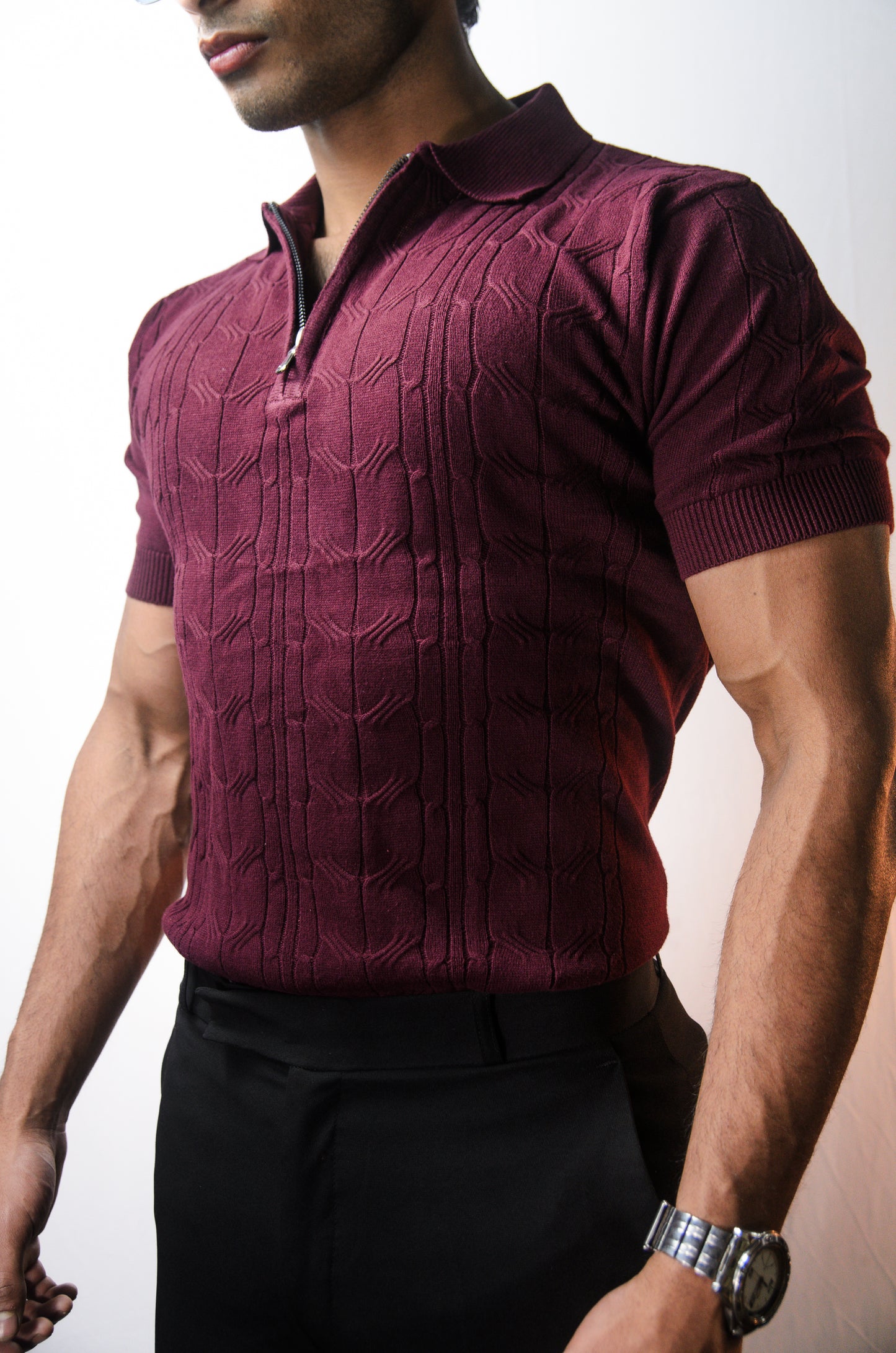 Santorini Knit Polo-WINE