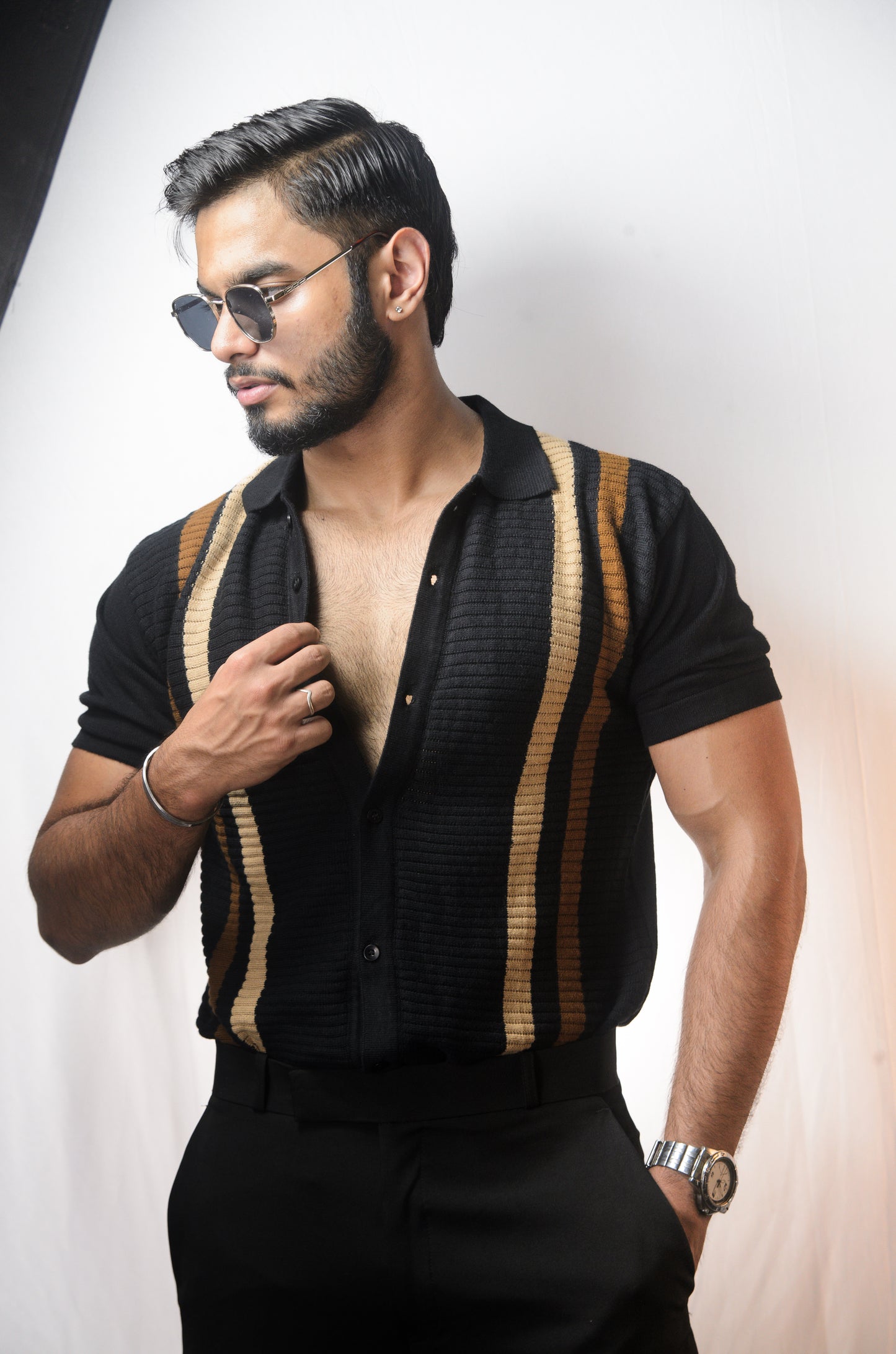 Monaco Mood Knitted Shirt - BLACK