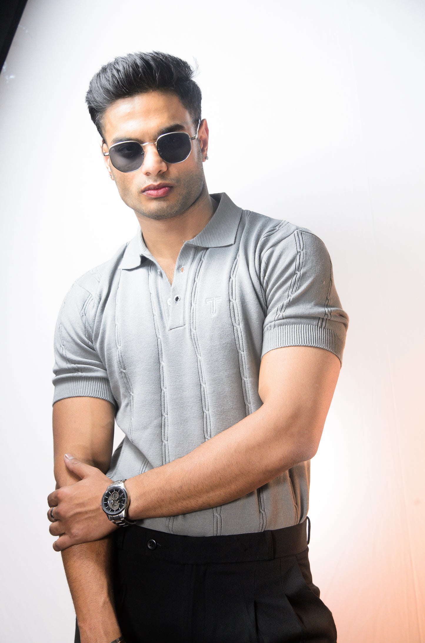 The Noiré Half Sleeve Polo - GREY