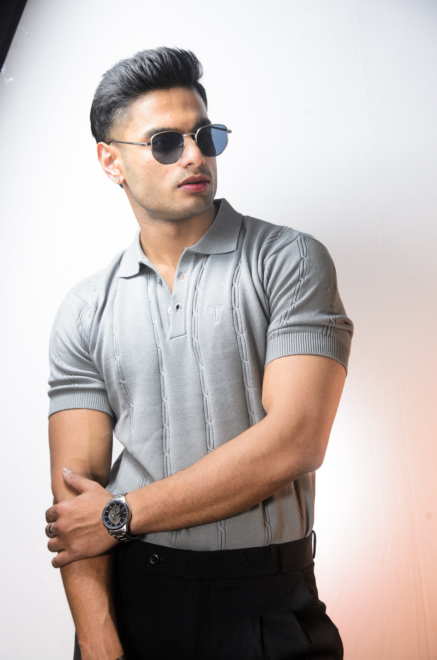 The Noiré Half Sleeve Polo - GREY