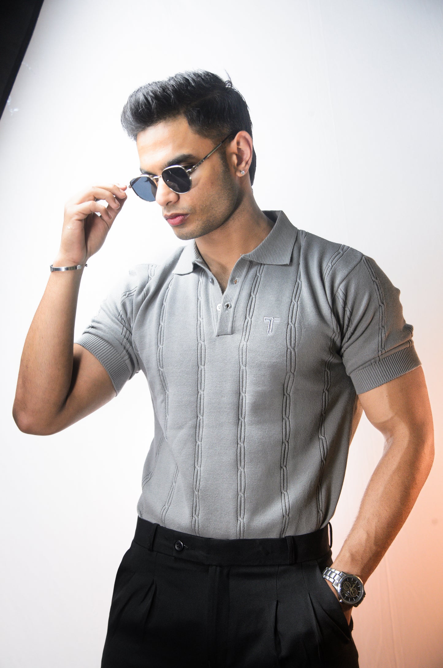 The Noiré Half Sleeve Polo - GREY
