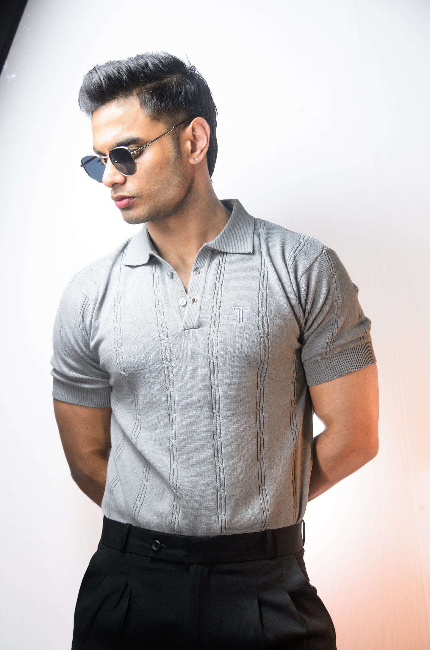 The Noiré Half Sleeve Polo - GREY