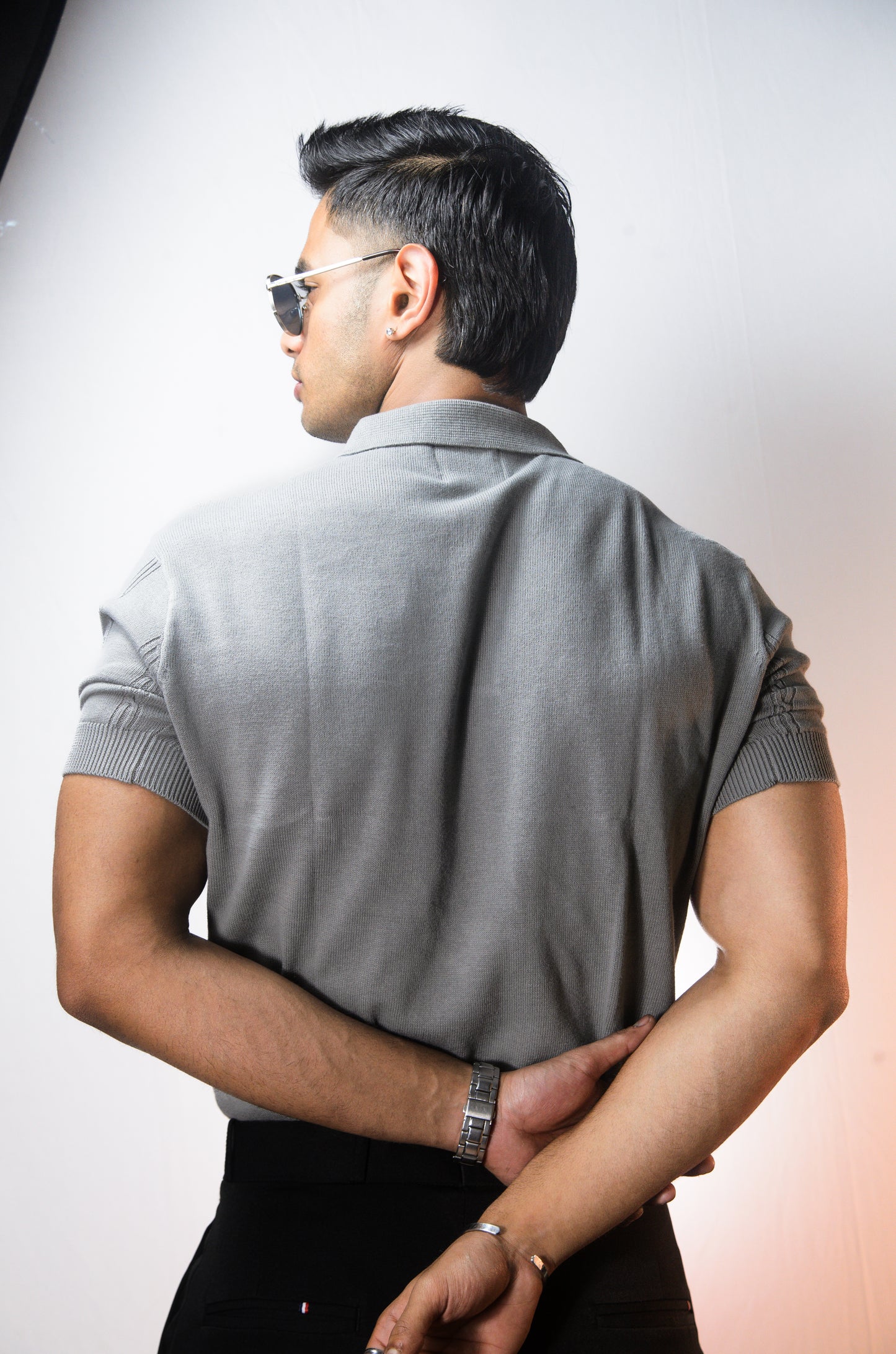 The Noiré Half Sleeve Polo - GREY