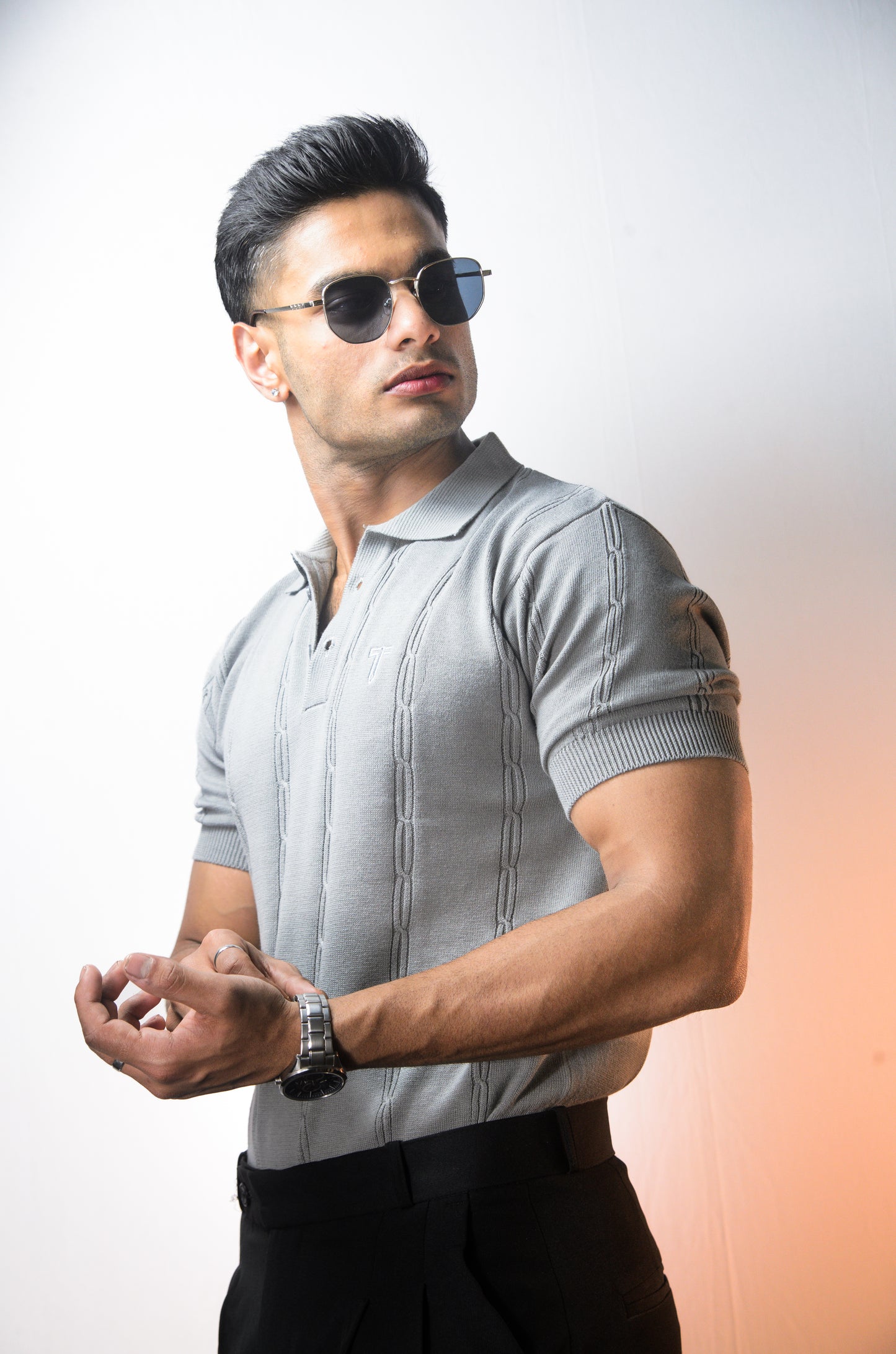 The Noiré Half Sleeve Polo - GREY