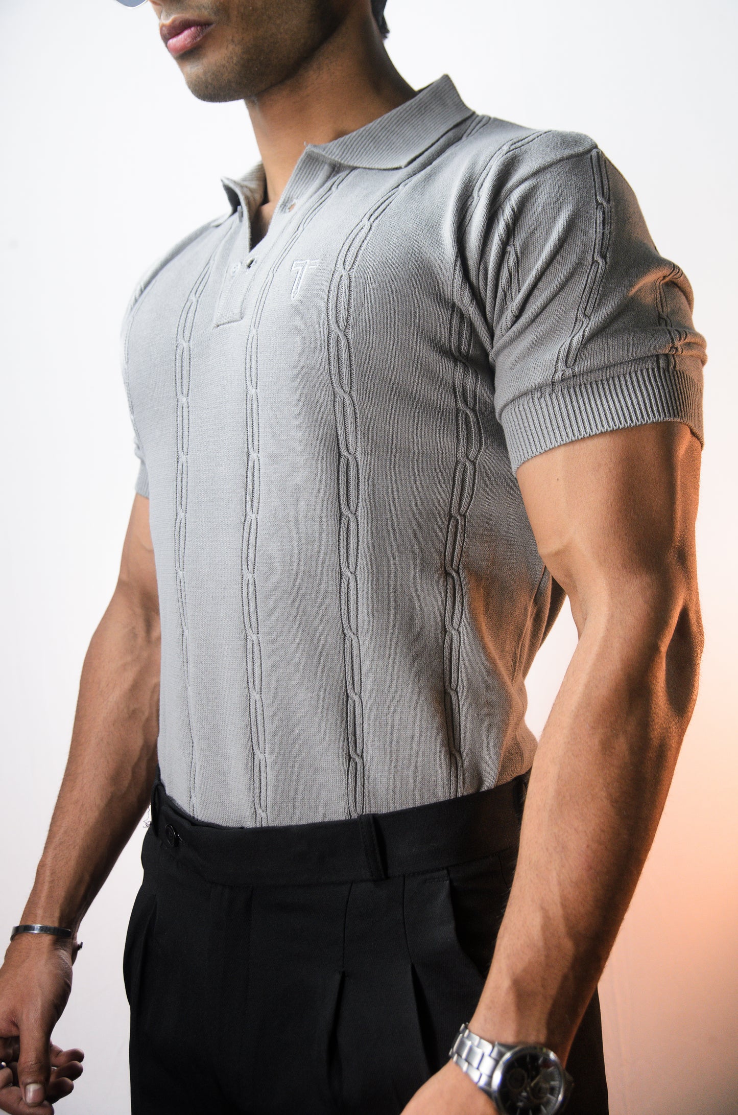 The Noiré Half Sleeve Polo - GREY