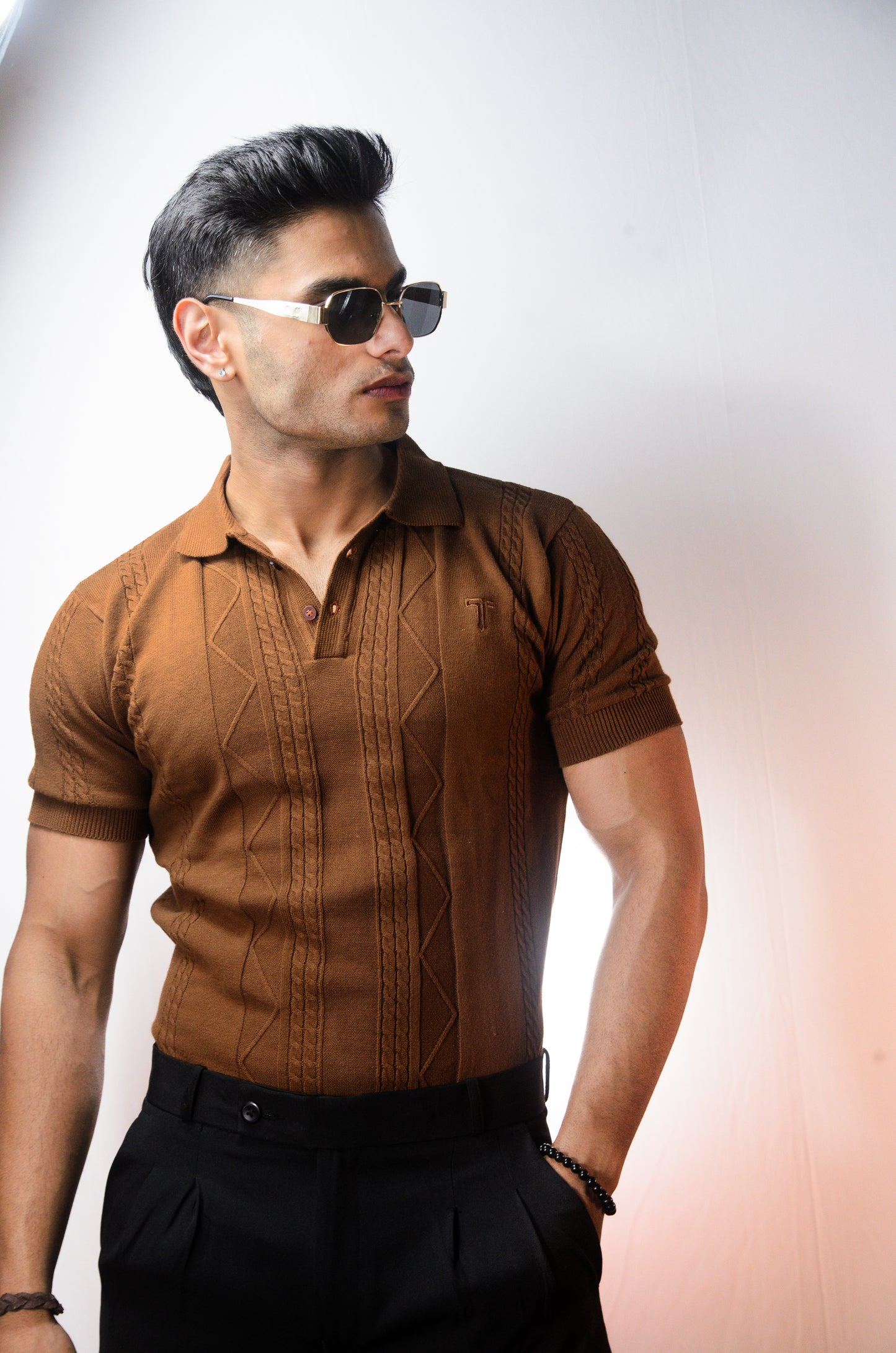 The Arden Half Sleeve Polo - BROWN