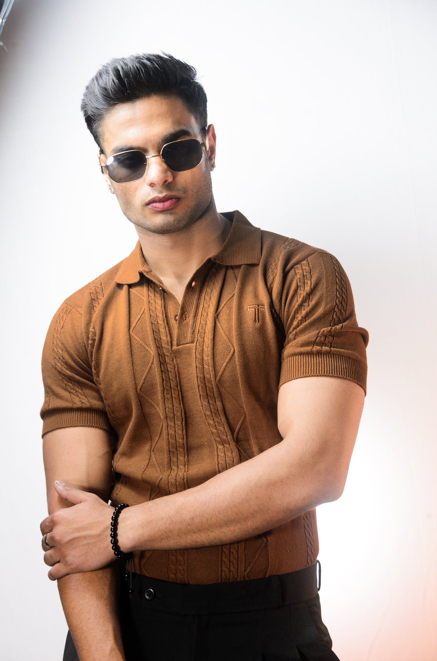 The Arden Half Sleeve Polo - BROWN