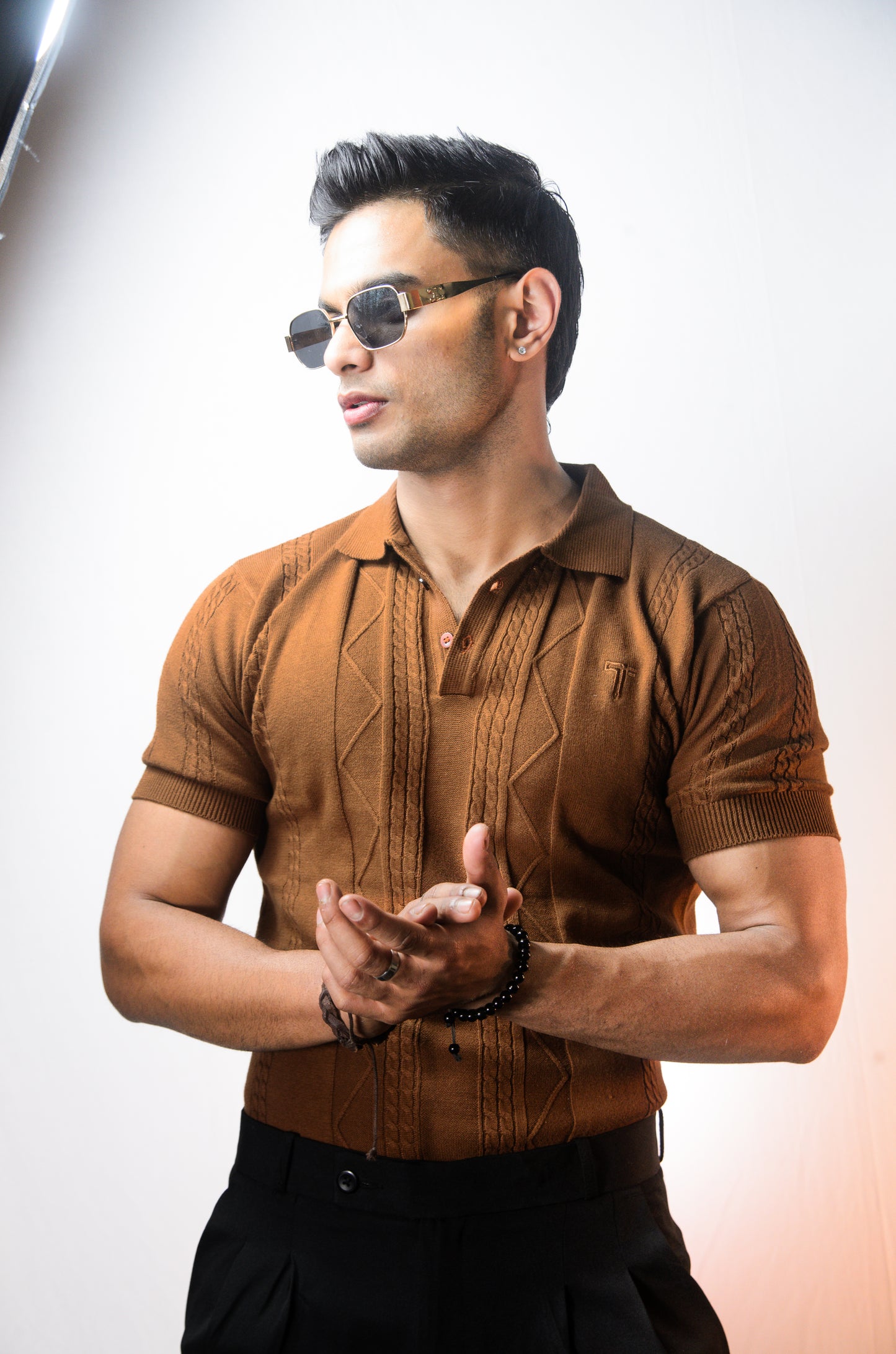 The Arden Half Sleeve Polo - BROWN