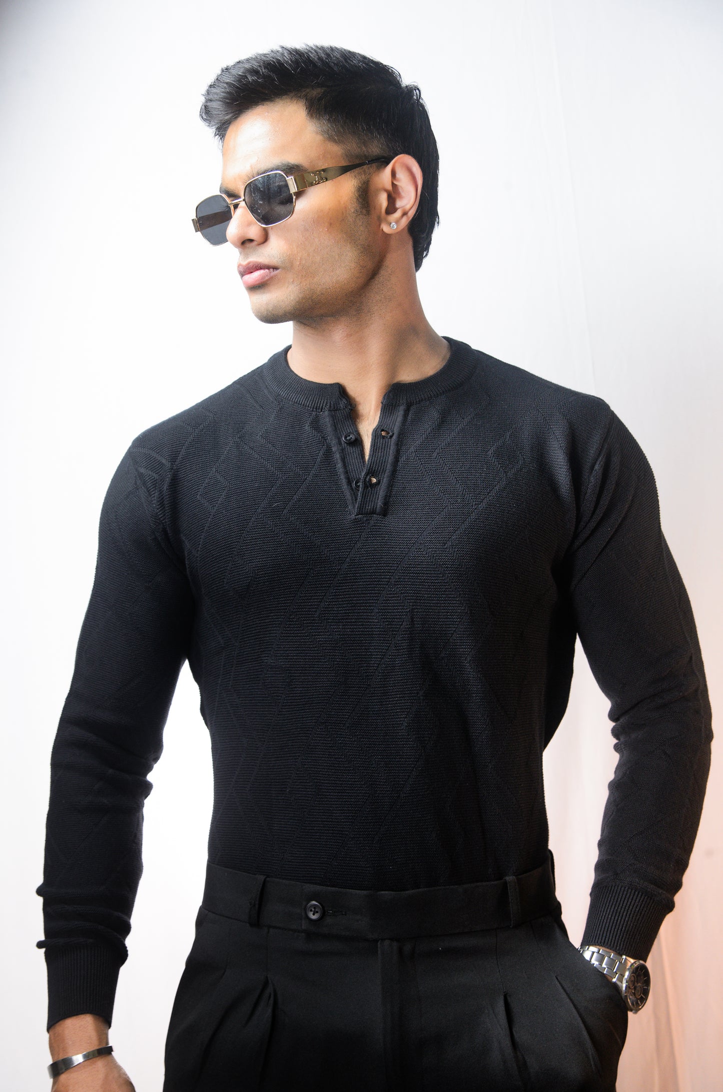 The Arizona Full Sleeve Polo T-Shirt - BLACK
