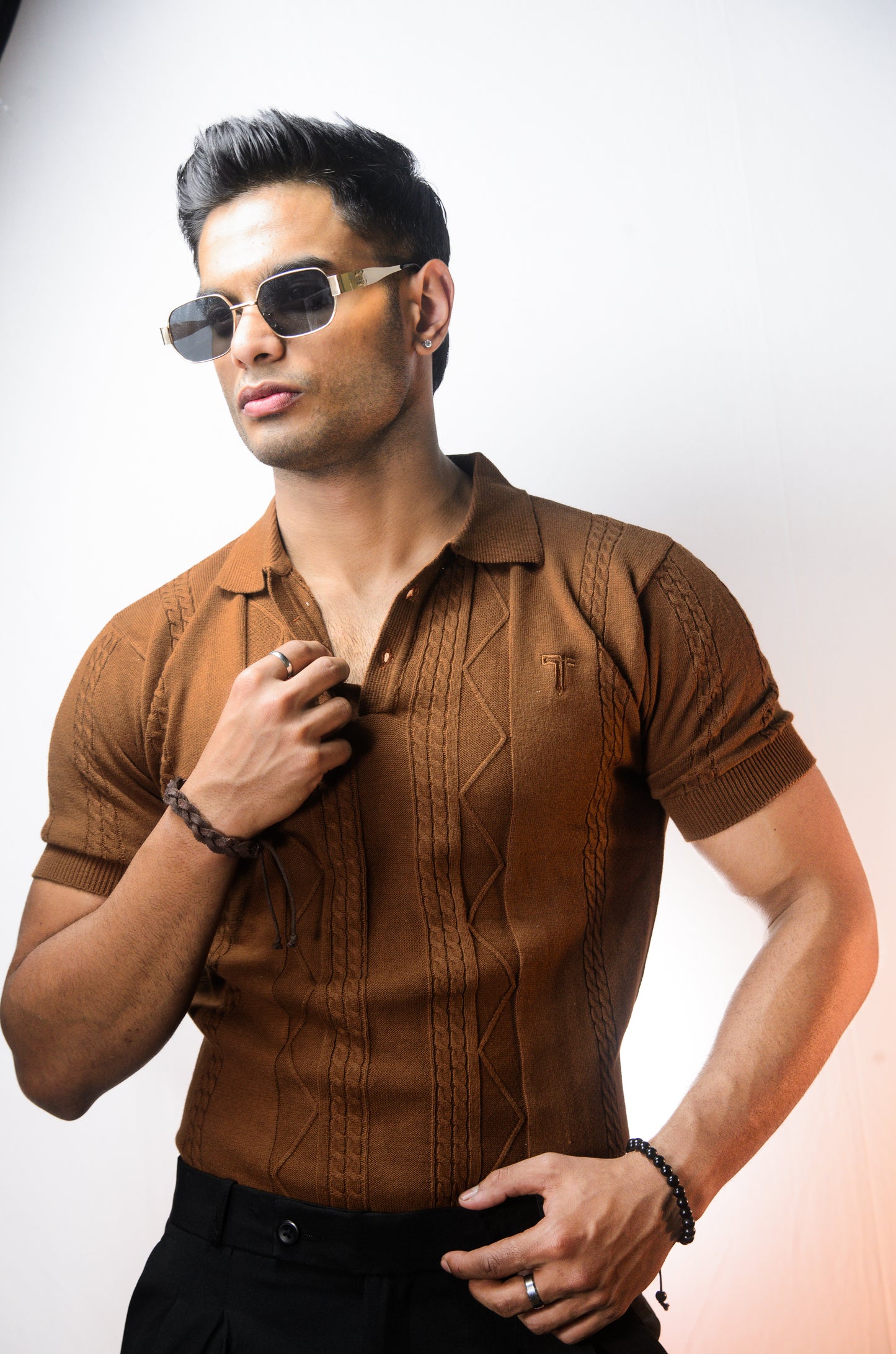 The Arden Half Sleeve Polo - BROWN