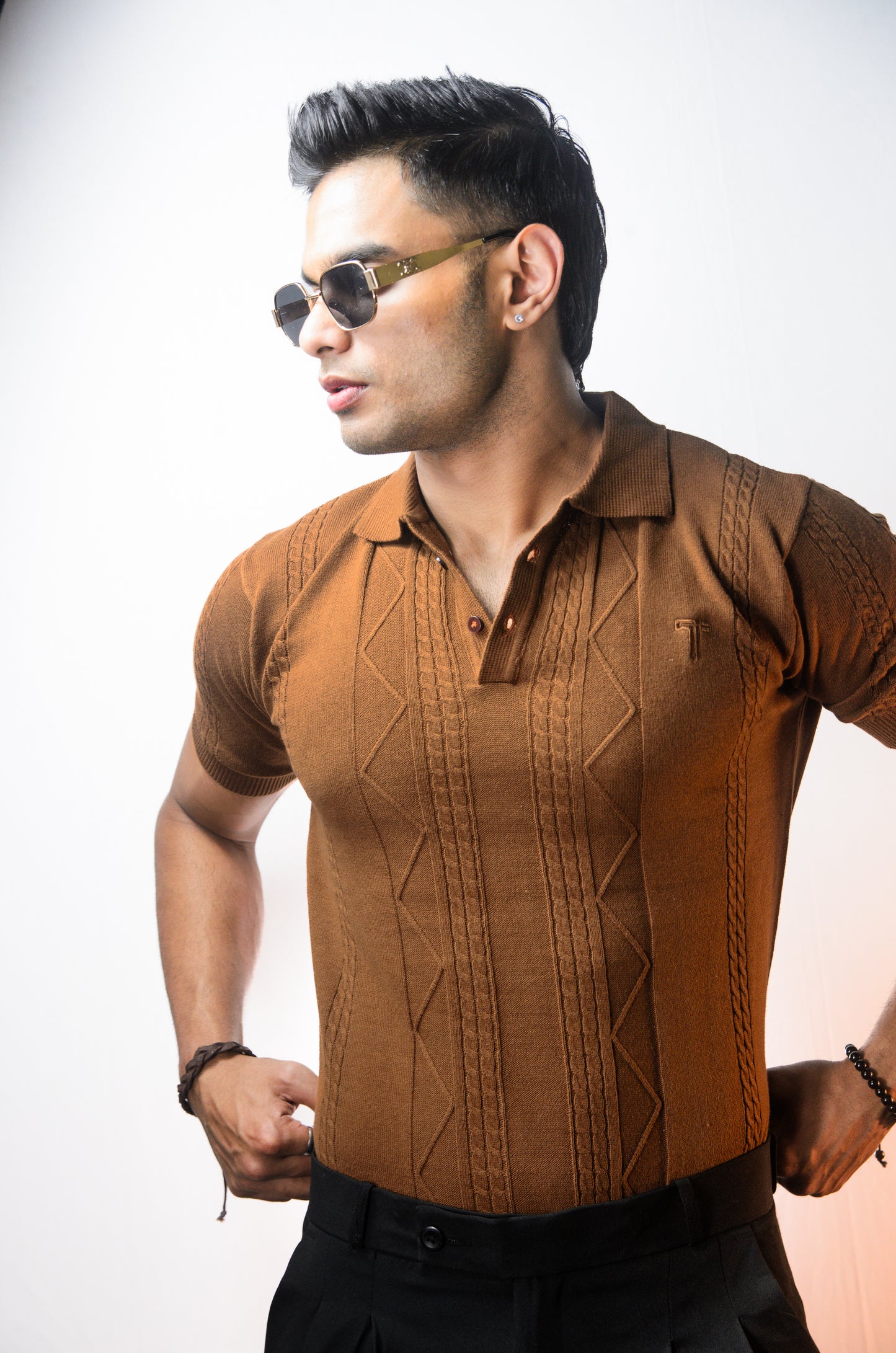 The Arden Half Sleeve Polo - BROWN