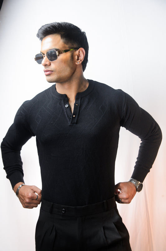 The Arizona Full Sleeve Polo T-Shirt - BLACK