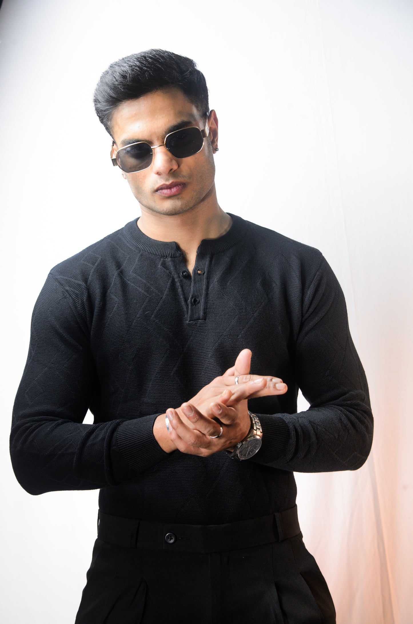 The Arizona Full Sleeve Polo T-Shirt - BLACK